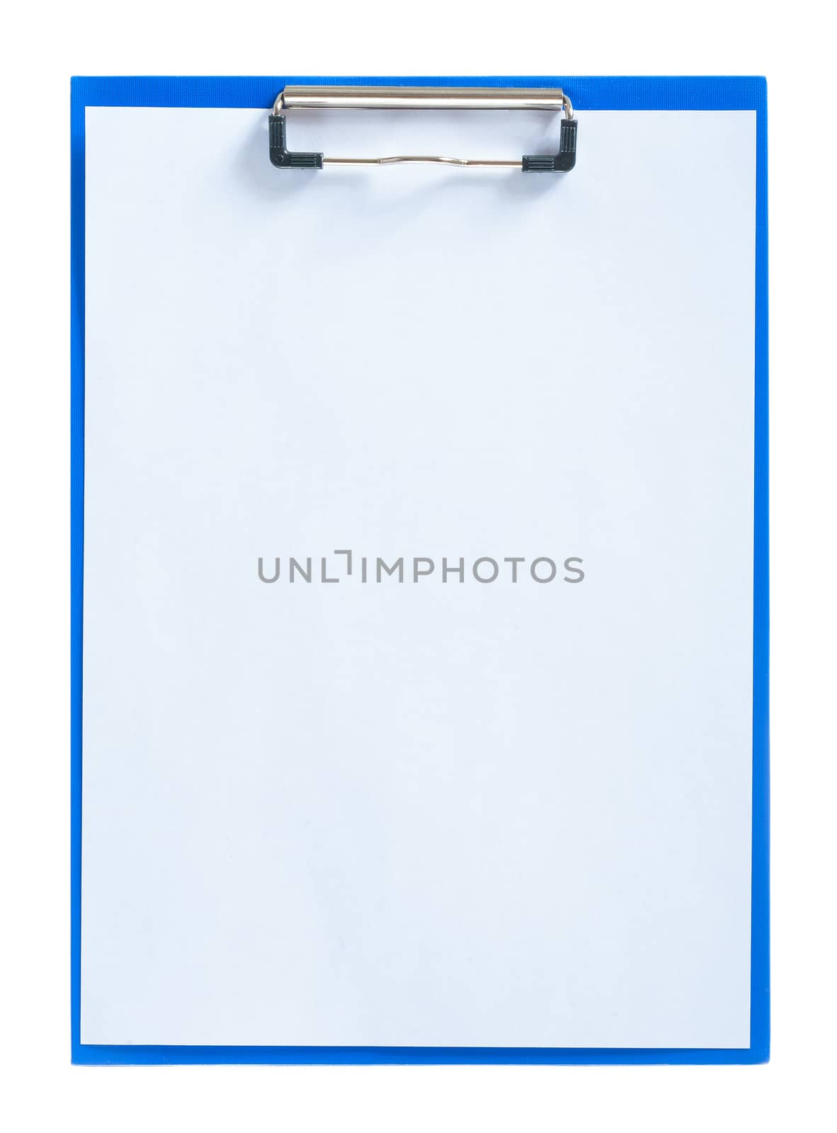blue clipboard with sheet of paper