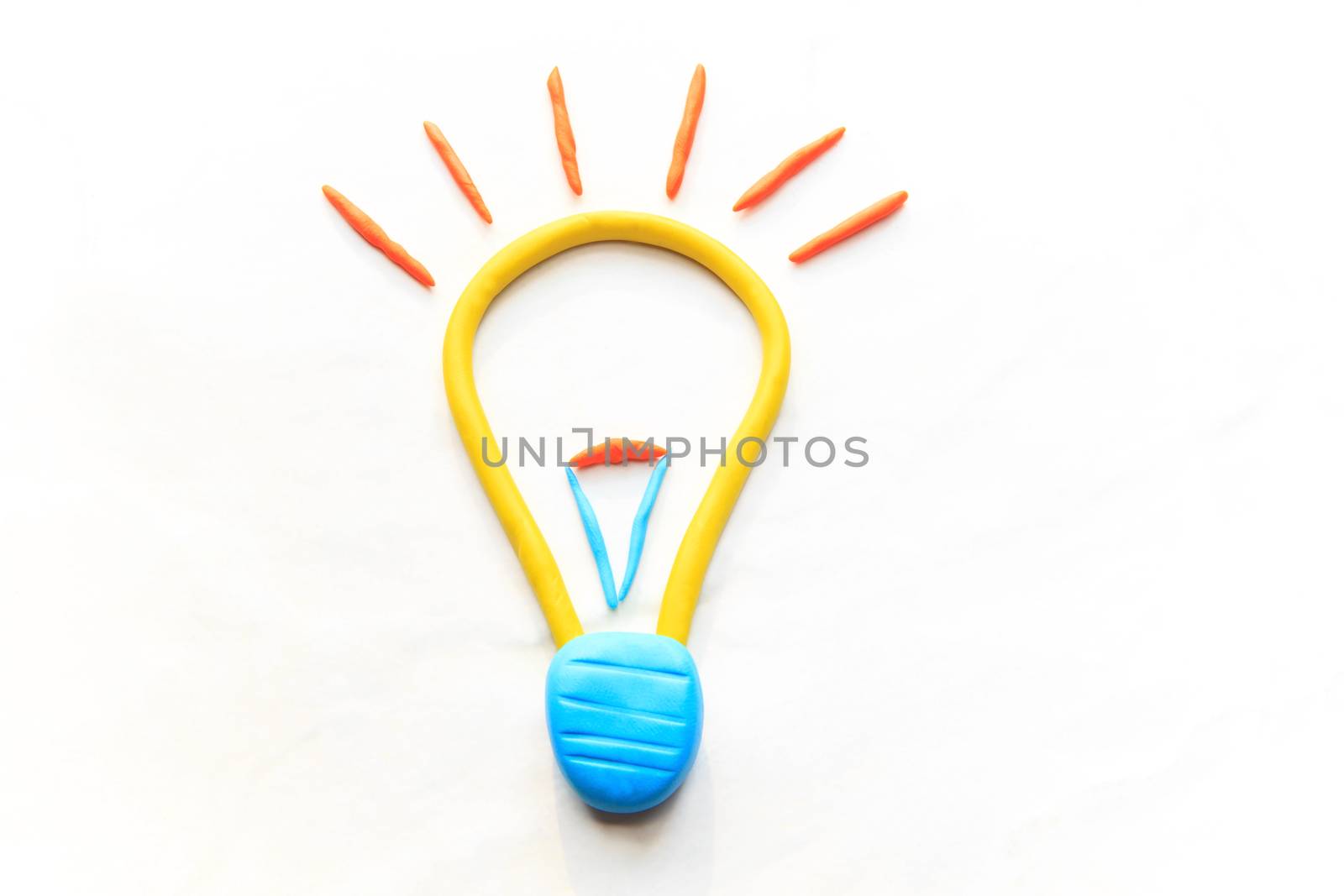 electric bulb icon on white background by colorful clay children style by khunaspix
