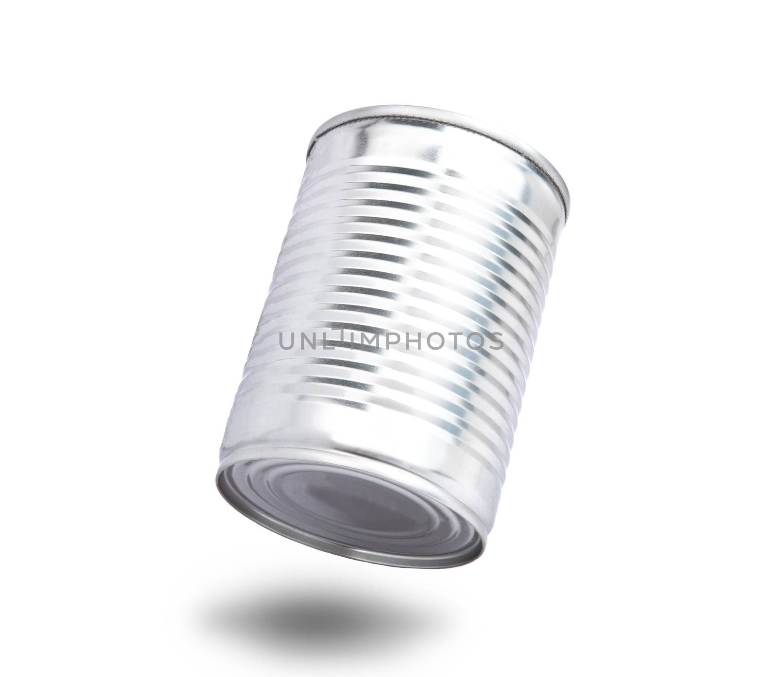real photo of aluminum can isolated on white background