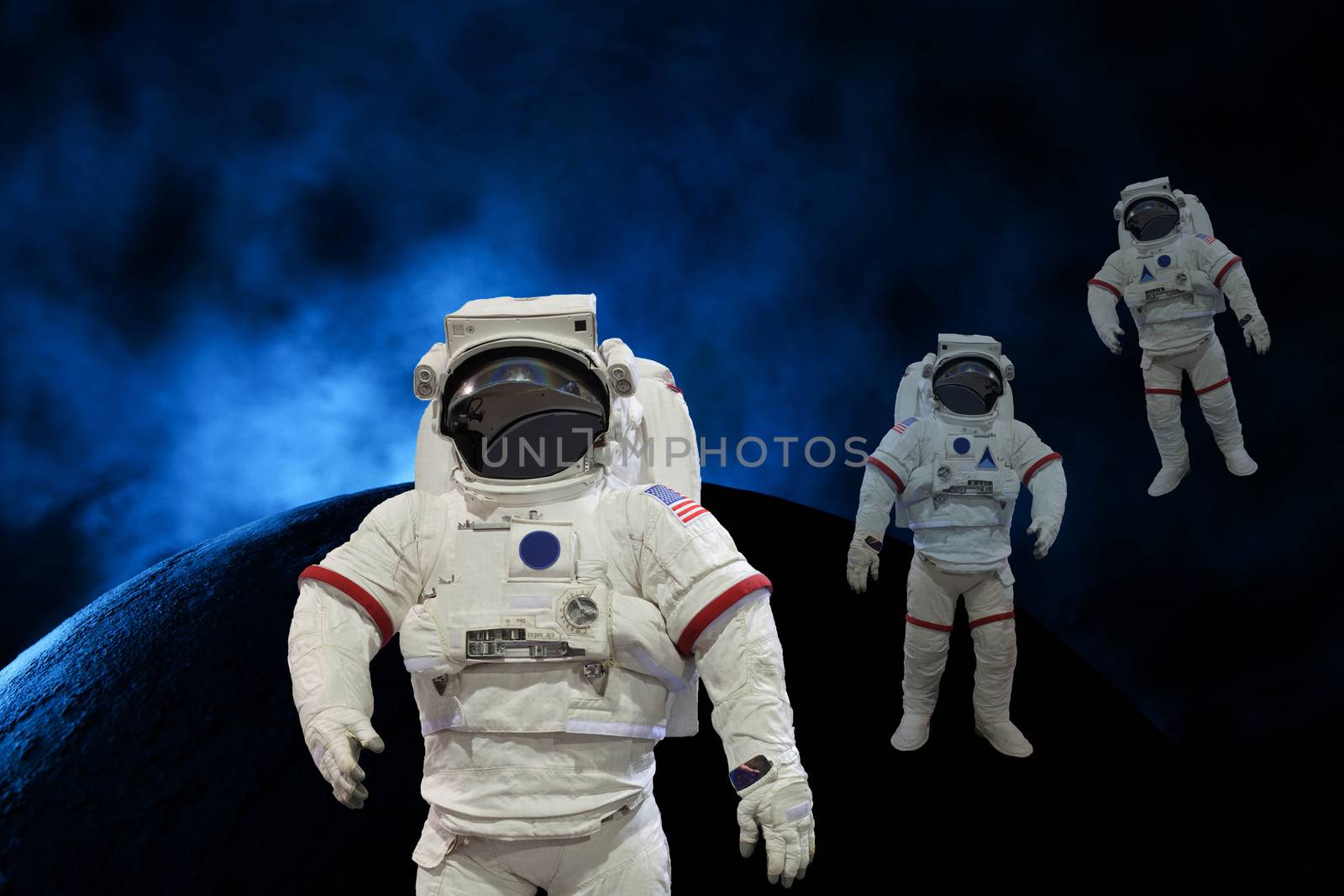 astronauts in the space background by khunaspix