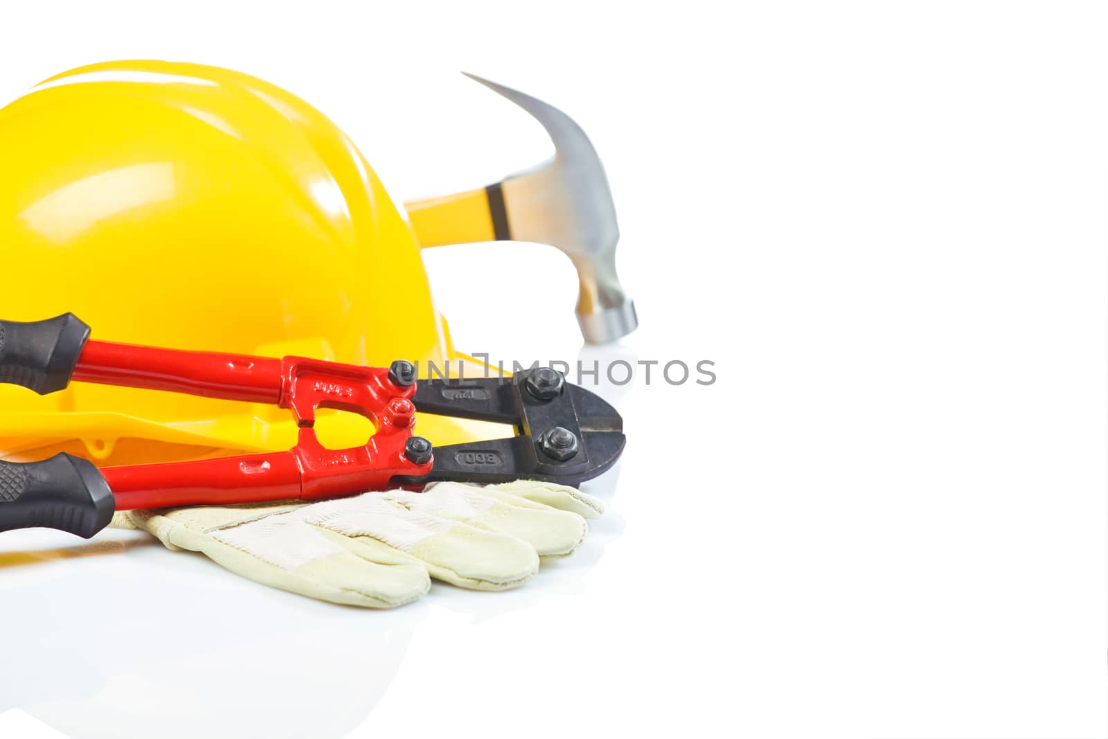 composition of working tools isolated on white
