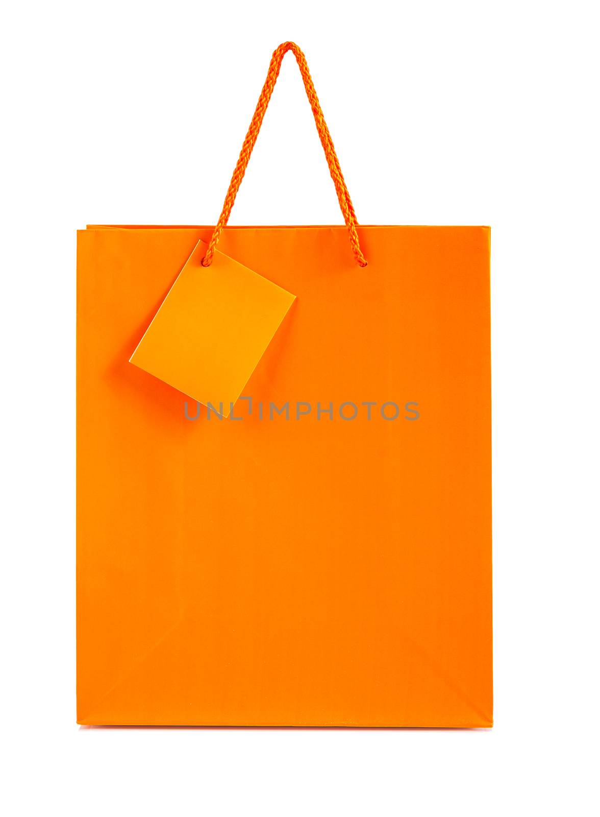 orange paper bag isolated