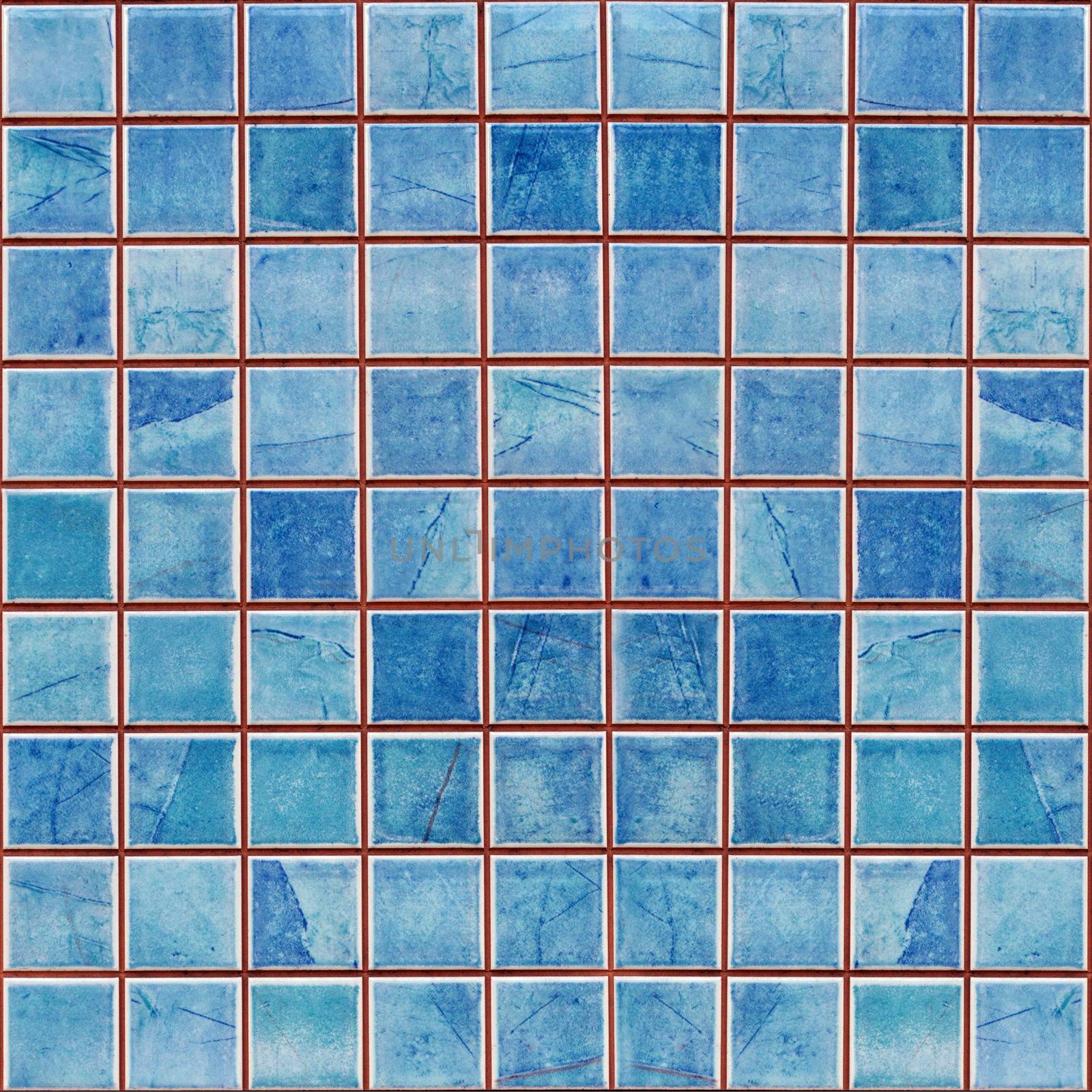 blue mosaic decoration tile wall texture background by Vladyslav