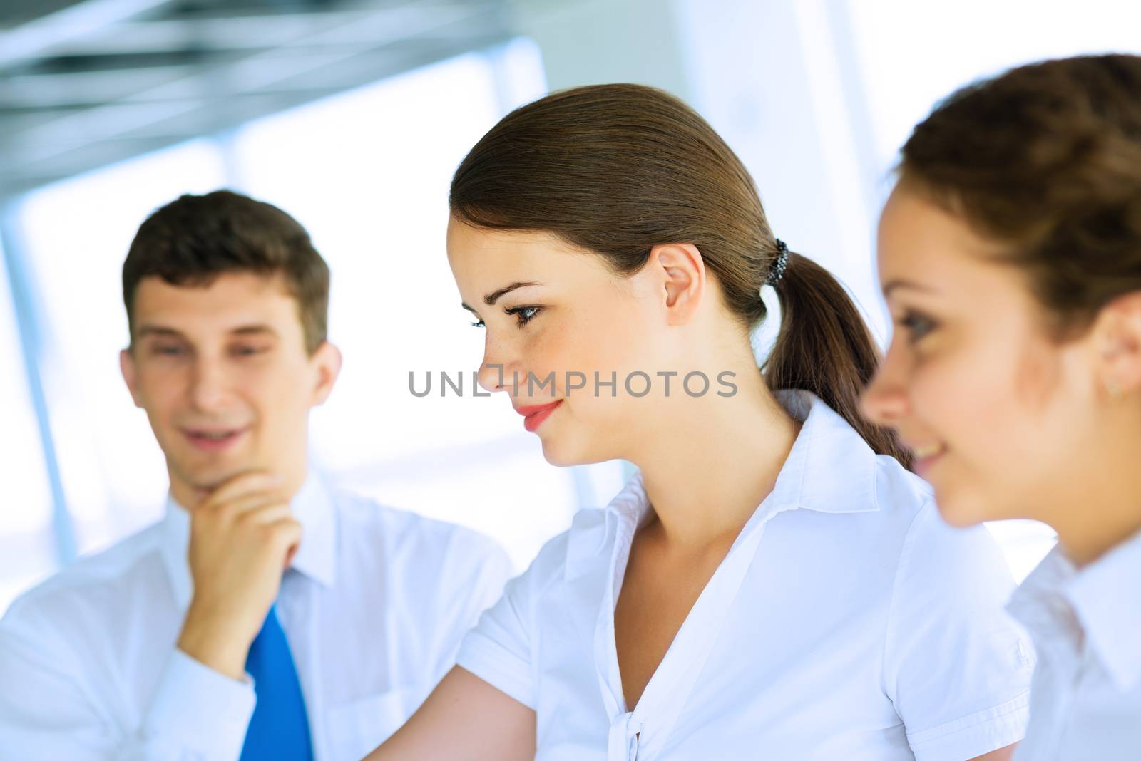 businessmen are meeting near the flipchart by adam121