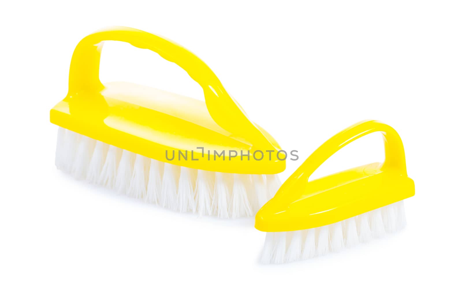 yellow scrub brushes isolated