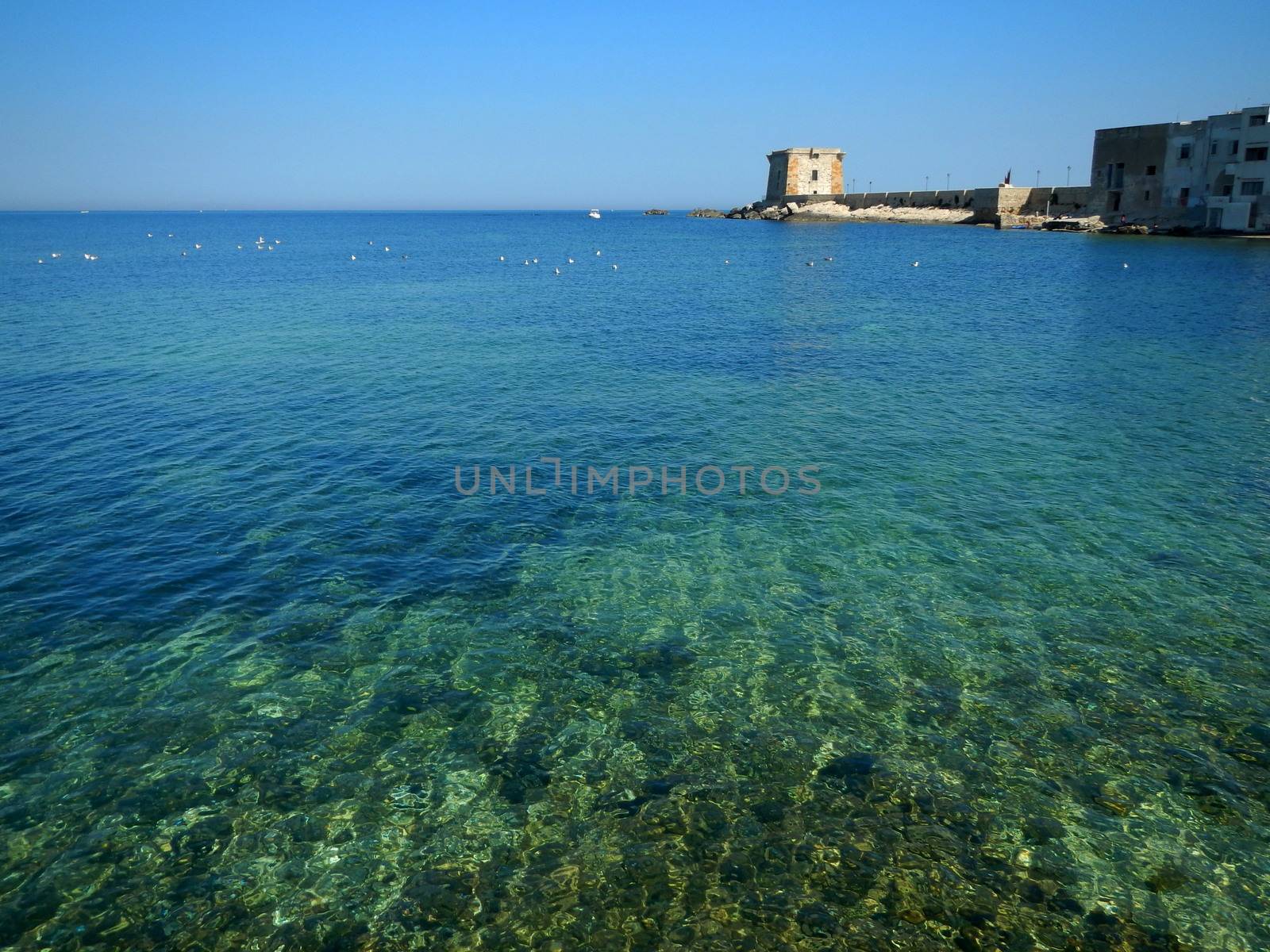 A landscape with the colors of the sea of Trapani.
