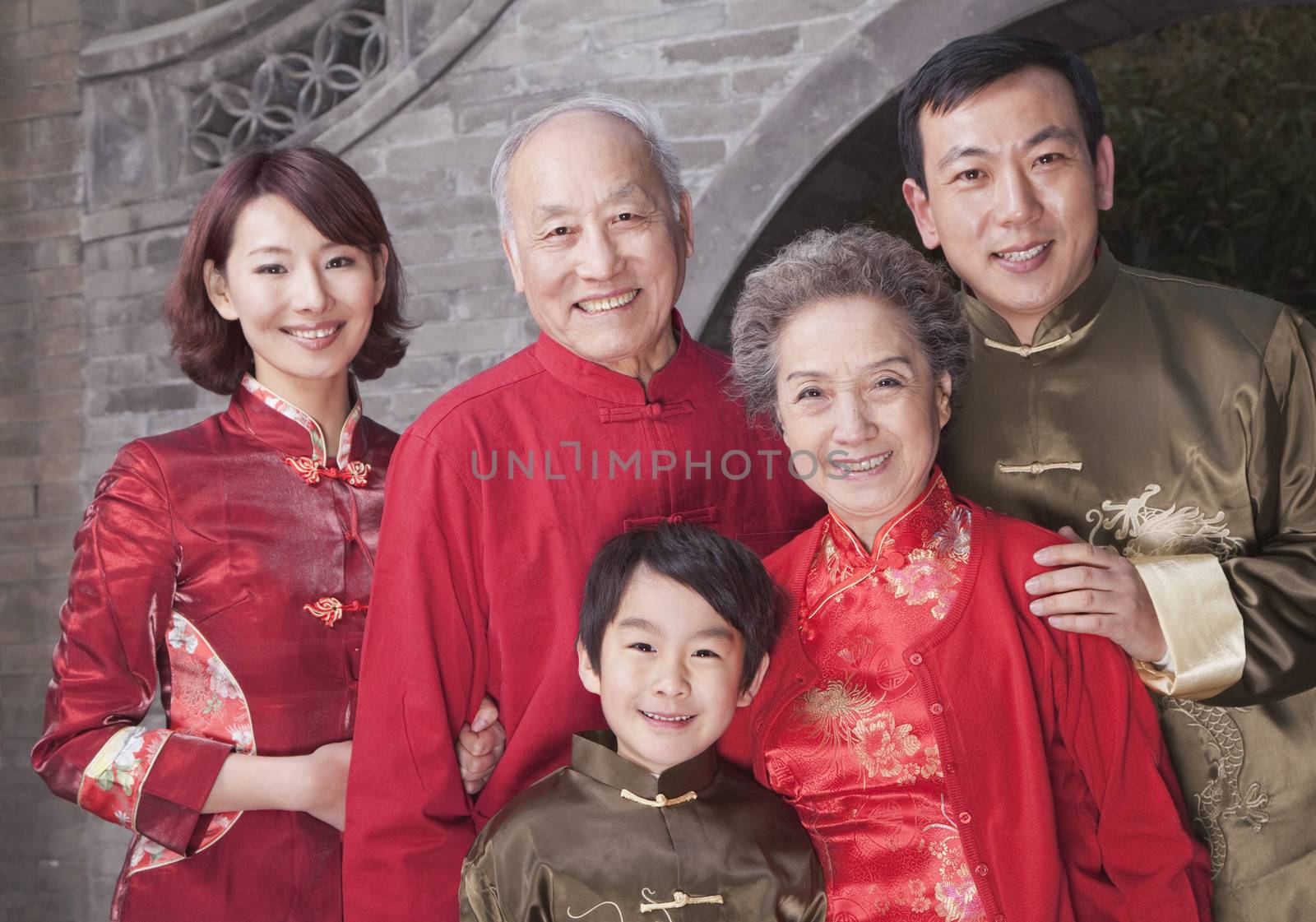 Multi-generation Family portrait by traditional Chinese building by XiXinXing