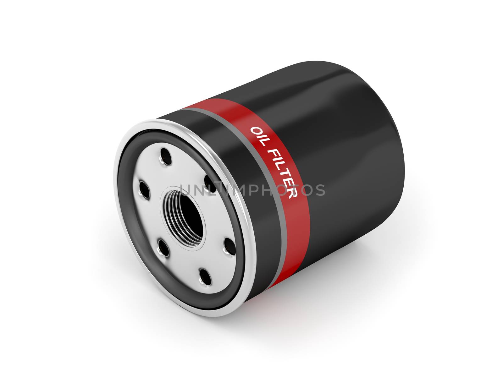 Automobile oil filter isolated on white background.