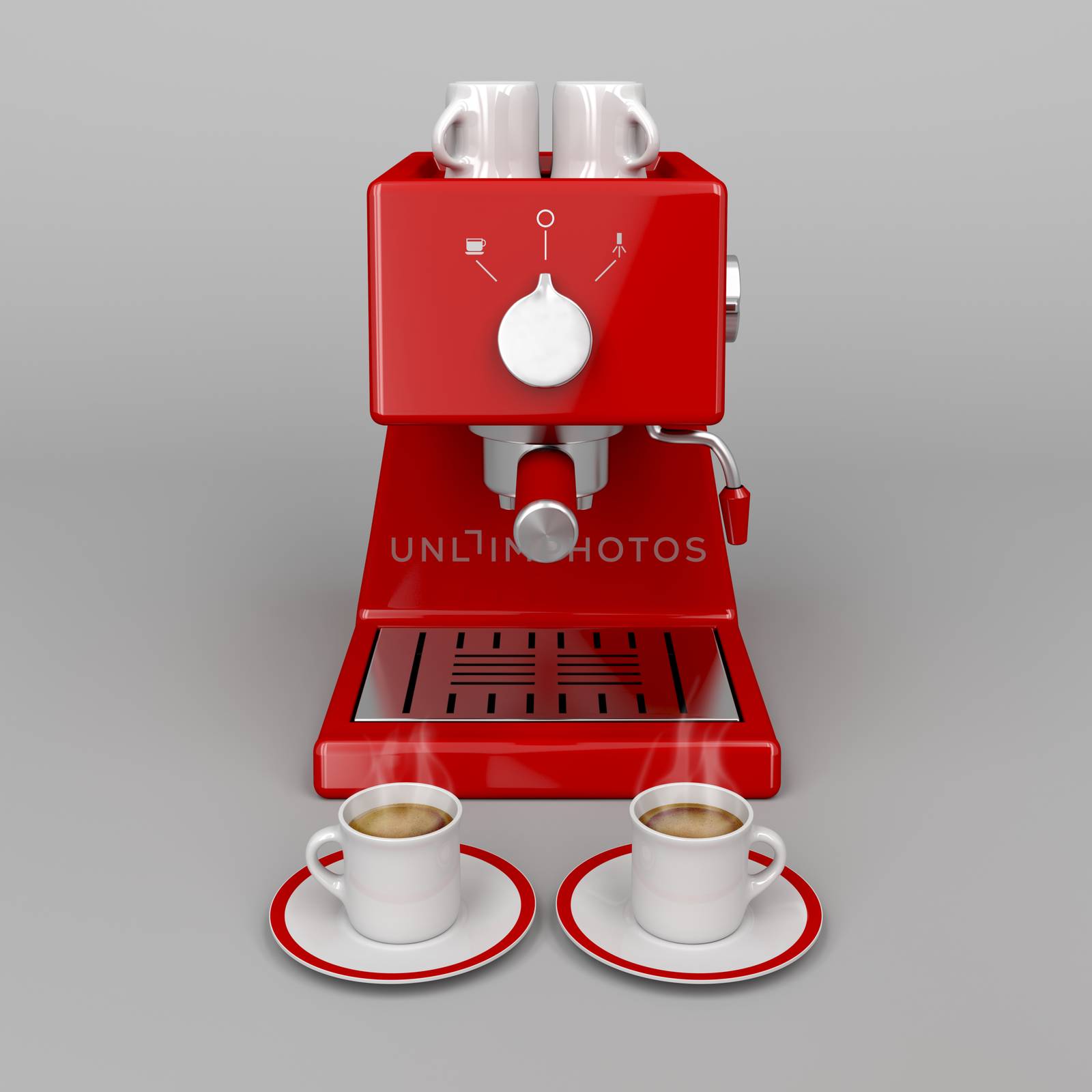 Professional espresso machine on gray background