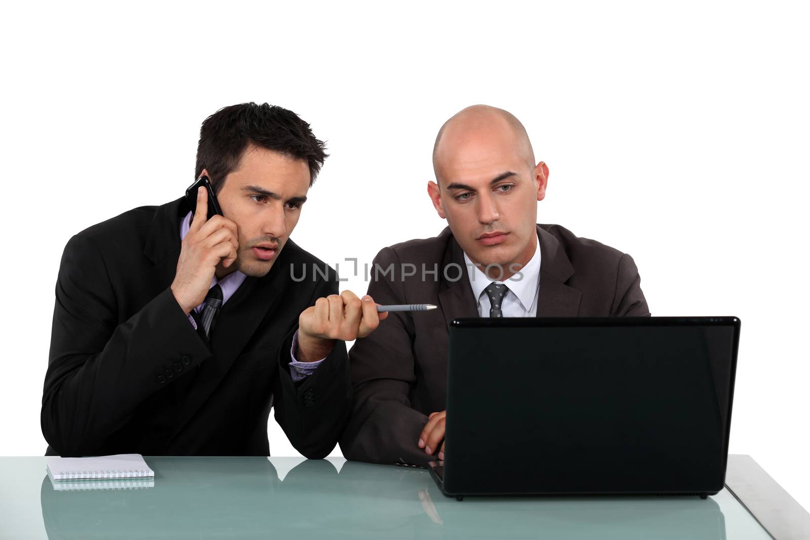 two businessmen working together