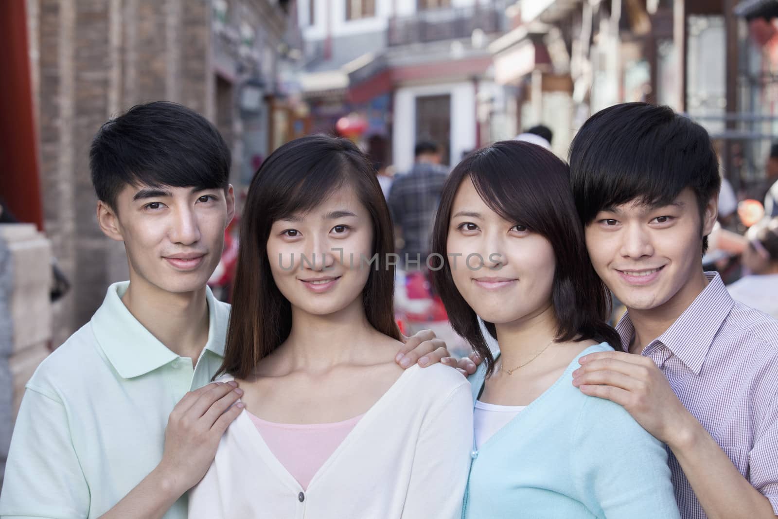 Group Portrait of Young People Outdoors in Beijing