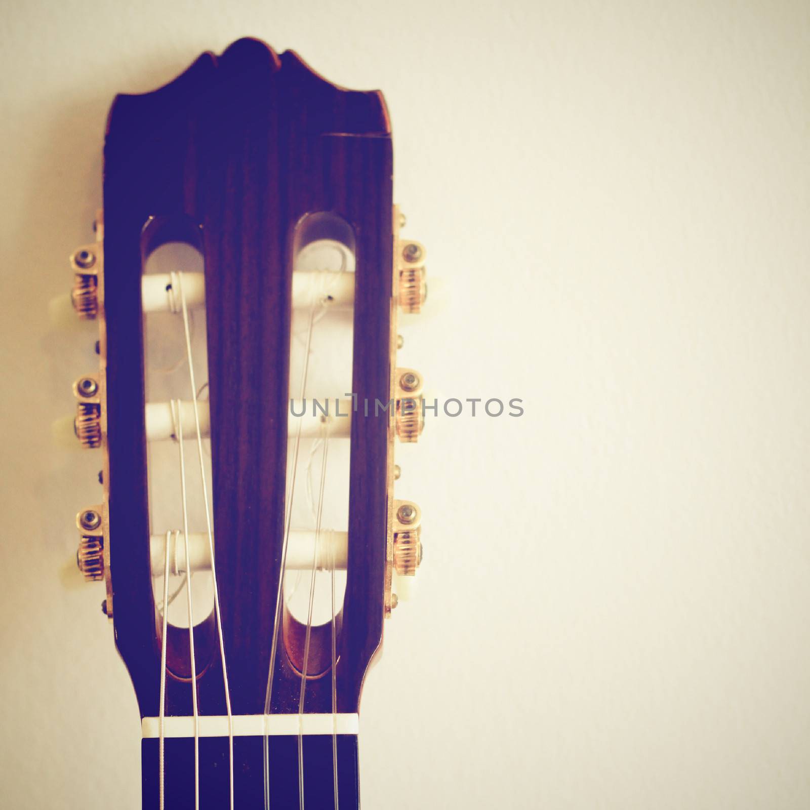 Classical guitar head with retro filter effect