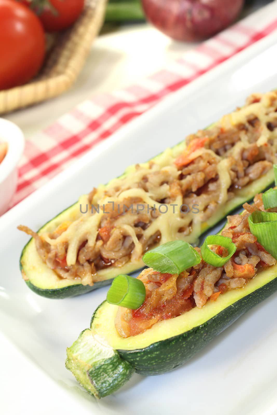 fresh stuffed courgette with ground beef and cheese by discovery