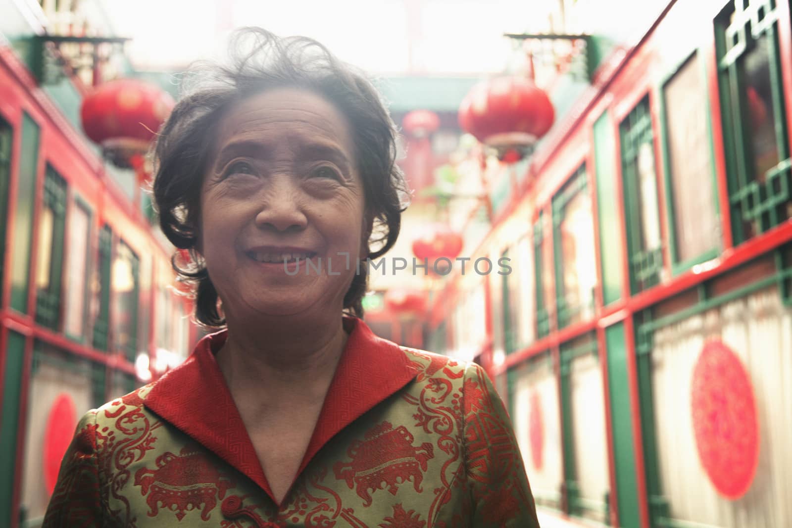 Portrait of senior woman in Chinese traditional clothing