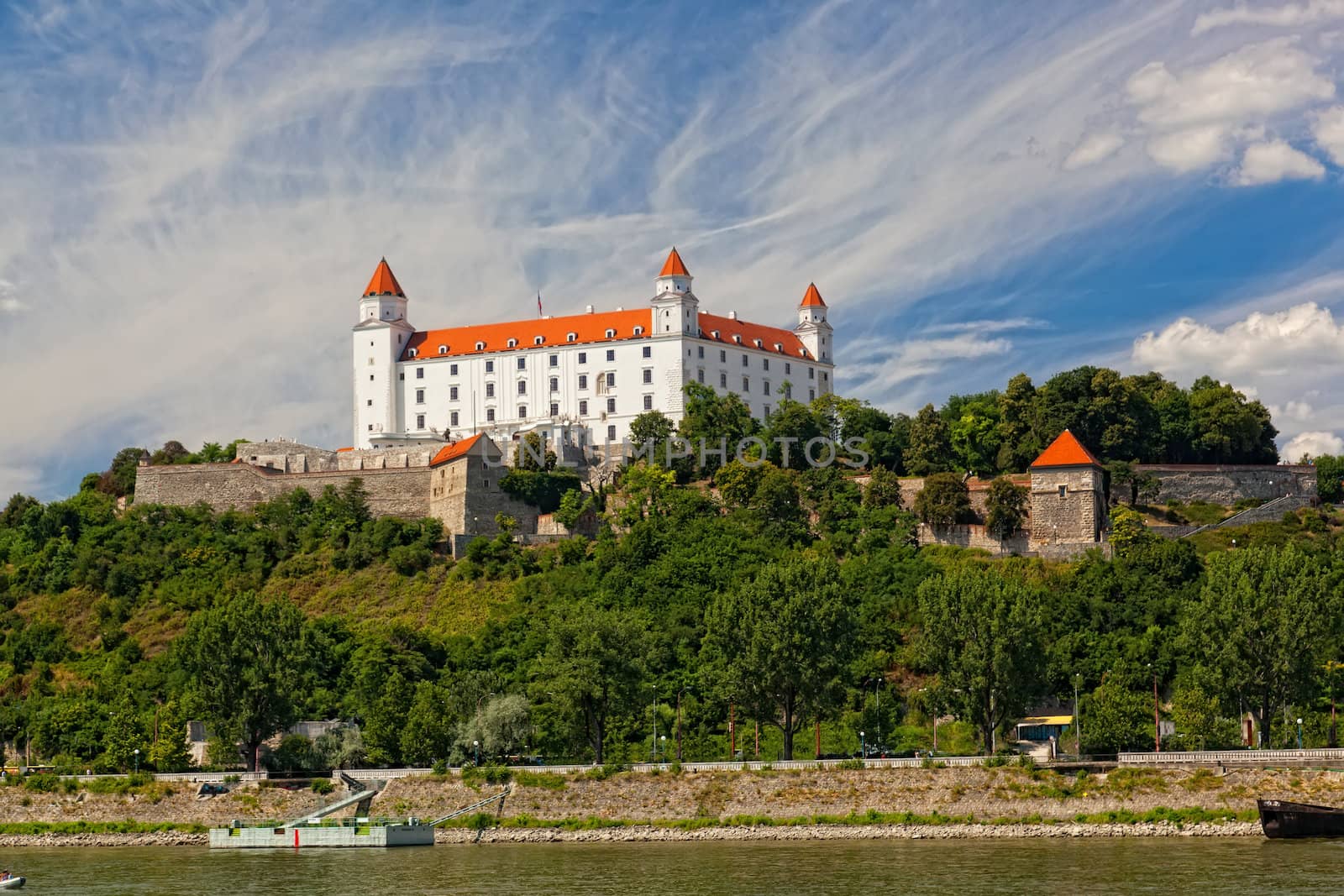 Medieval castle on the hill against the sky, Bratislava, Slovakia by elena_shchipkova