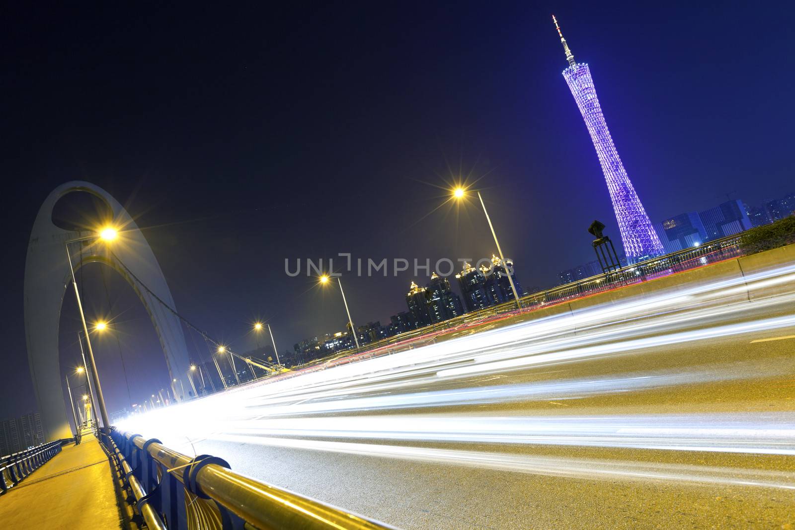 Highway in Guangzhou at night by kawing921