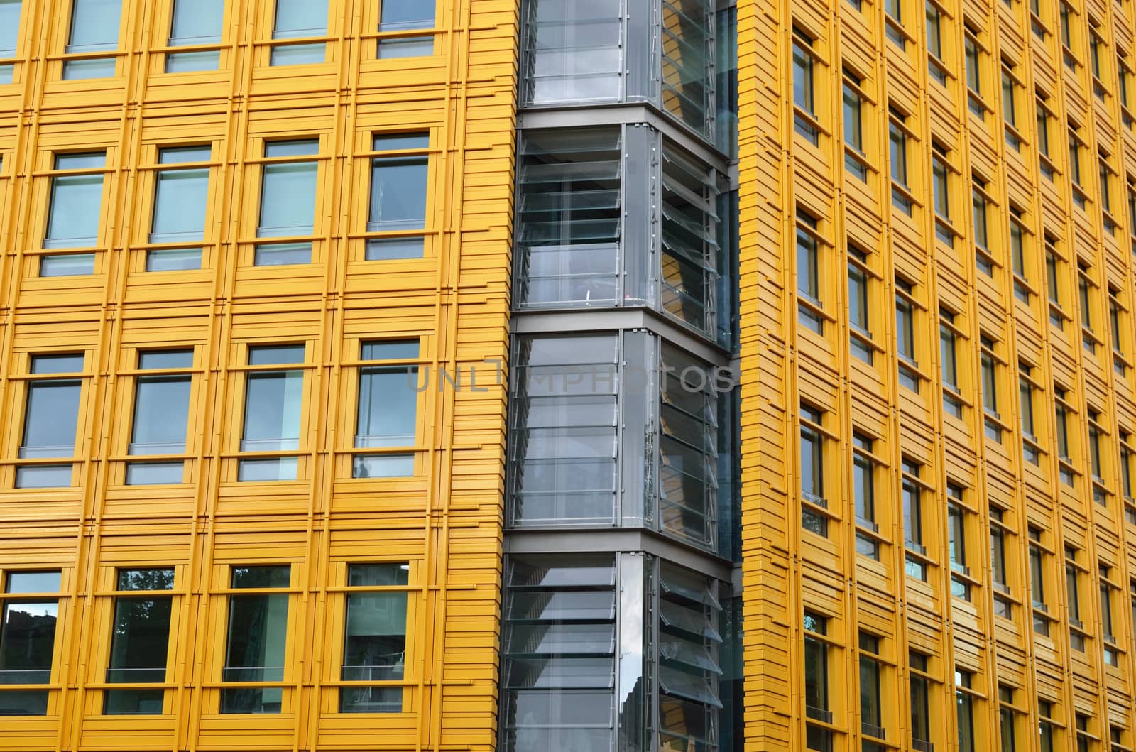 Corner of bright yellow building
