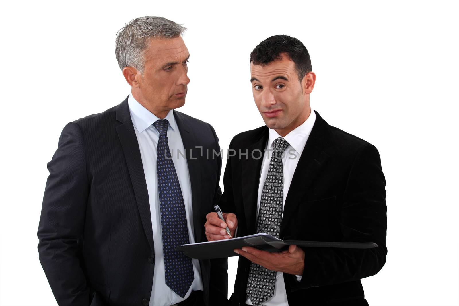 Two businessmen interacting by phovoir