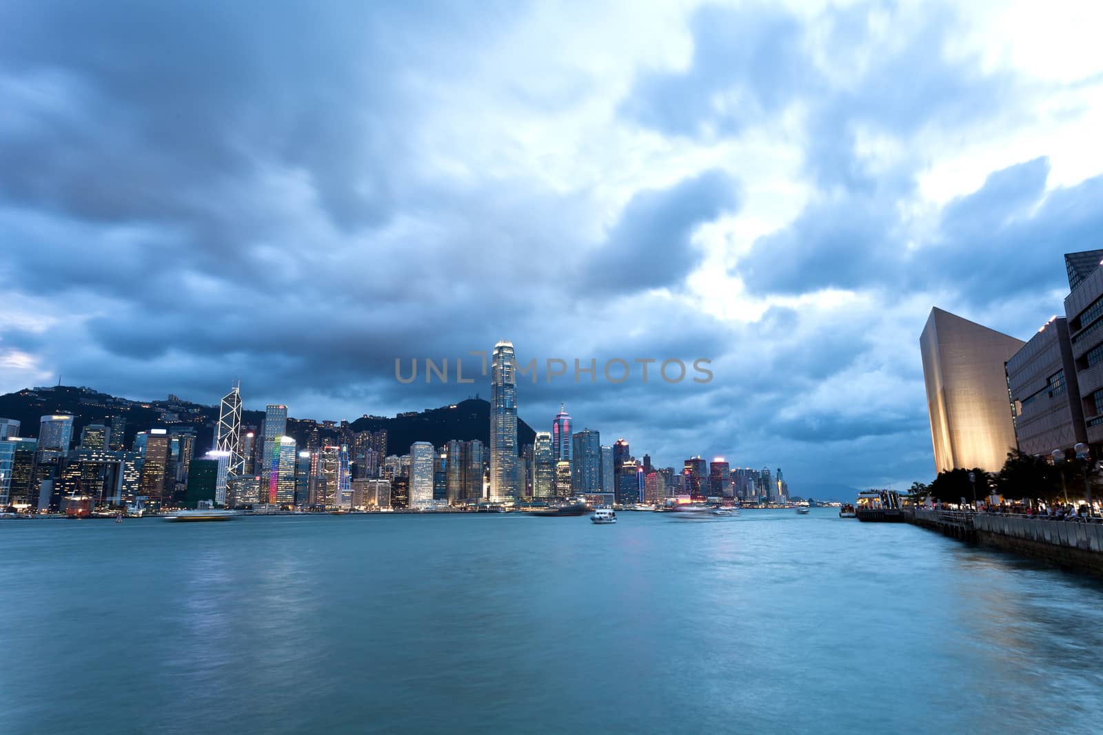 Victoria harbor at storm coming