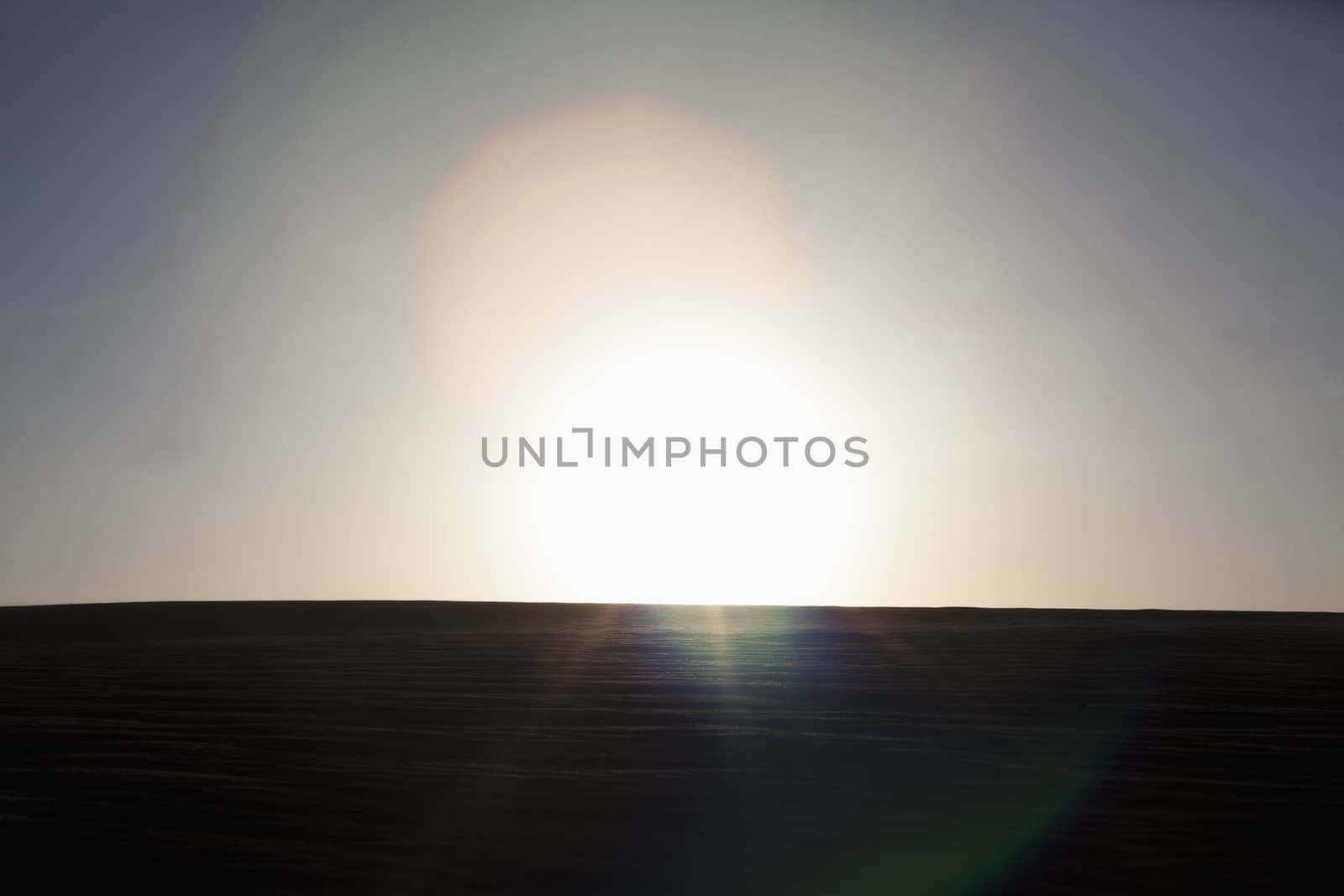 Sun coming down over a sand dune, no people, landscape, lens flare by XiXinXing