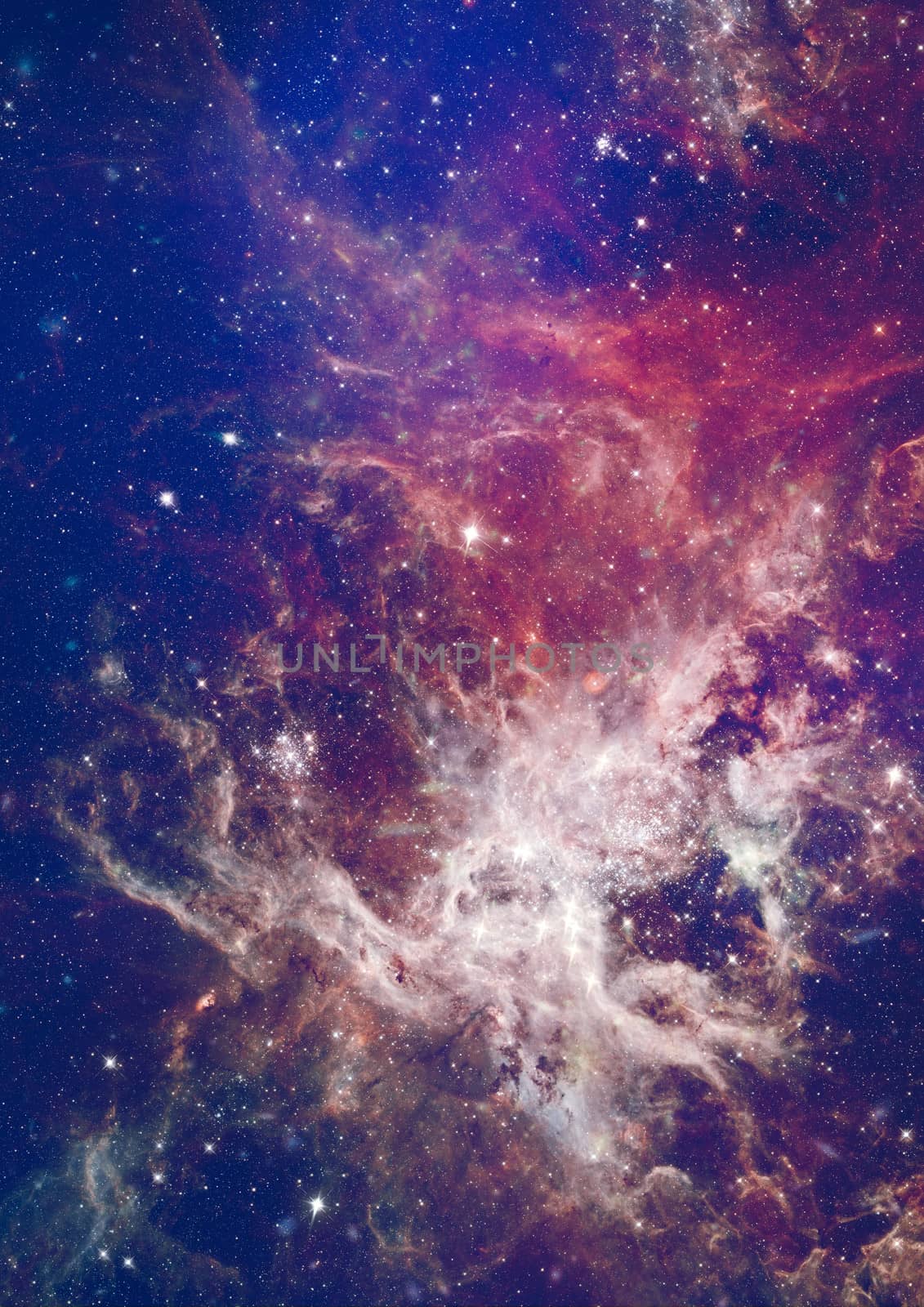 Far being shone nebula and star field against space.