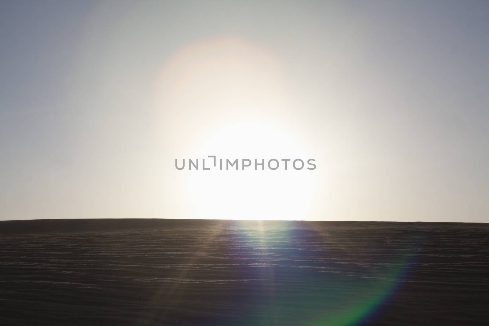 Sun coming down over a sand dune, no people, landscape, lens flare by XiXinXing