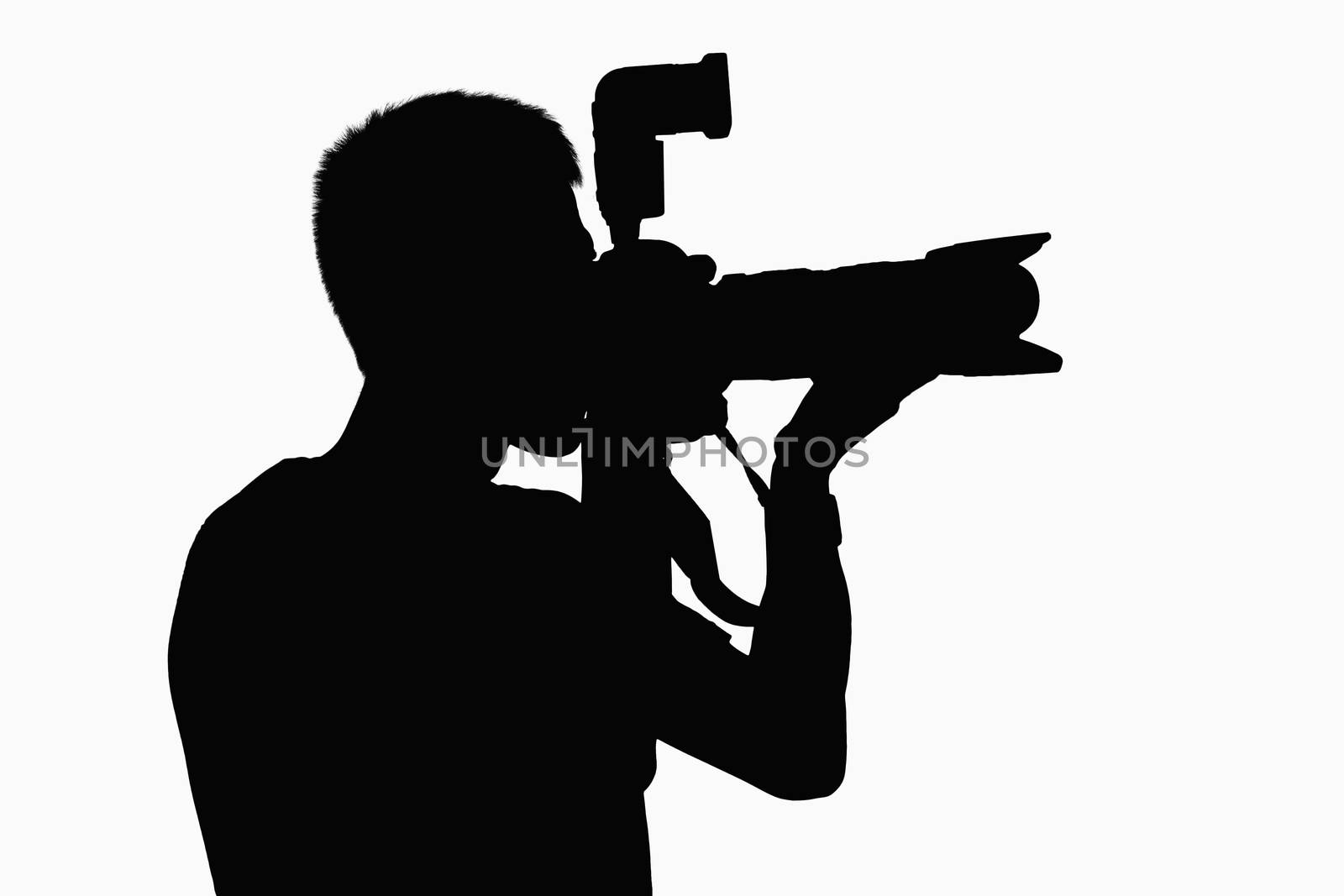 Silhouette of man holding camera. by XiXinXing