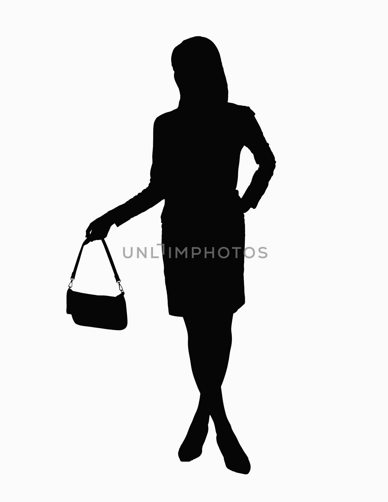 Silhouette of businesswoman holding handbag. by XiXinXing