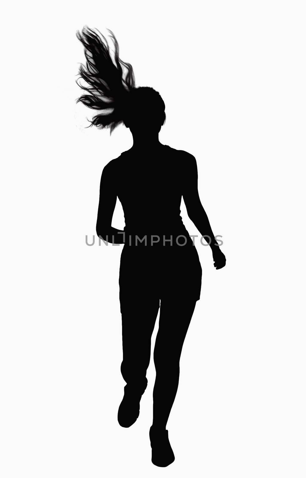 Silhouette of woman running. by XiXinXing