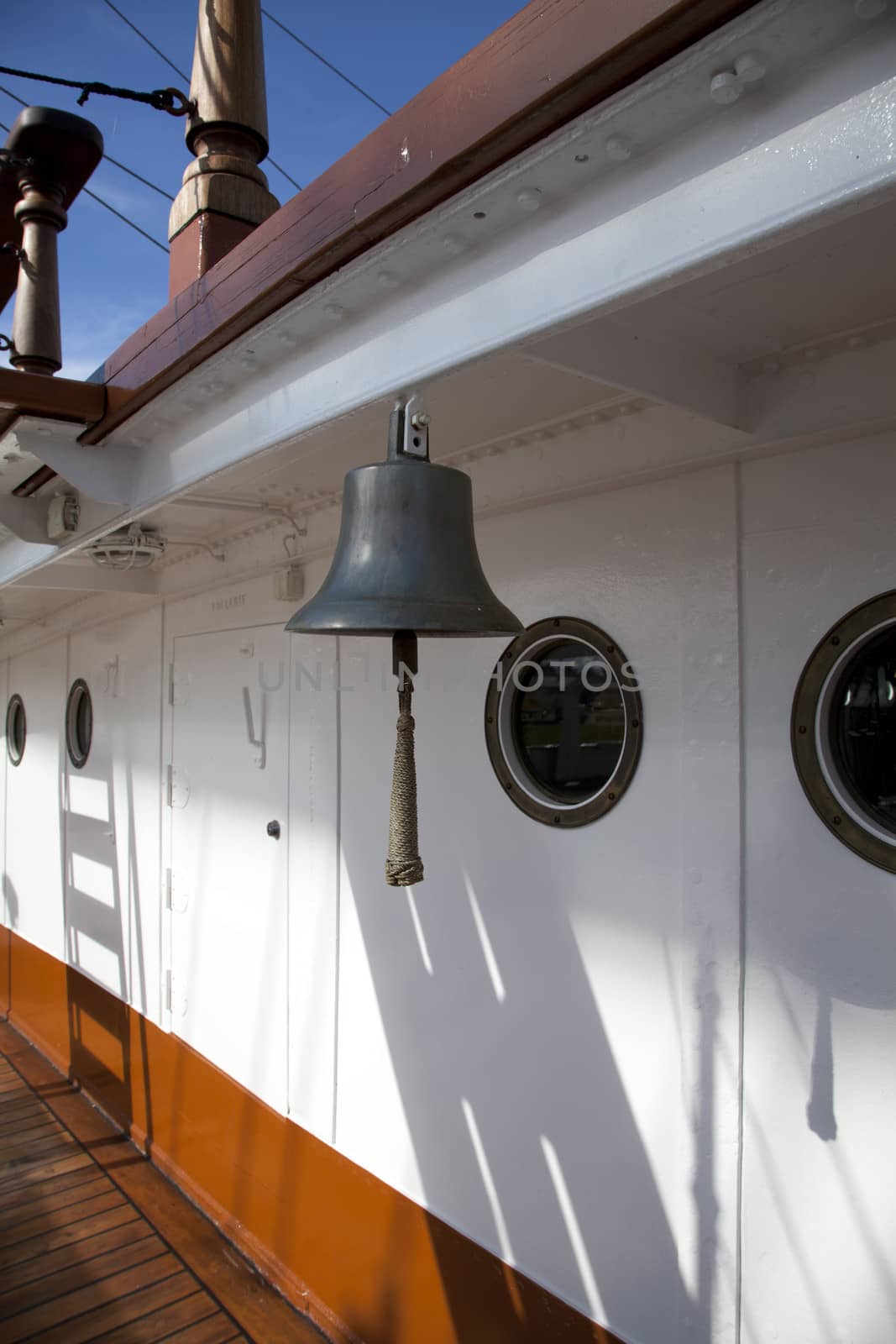 Old boat bell aboard a sailboat 