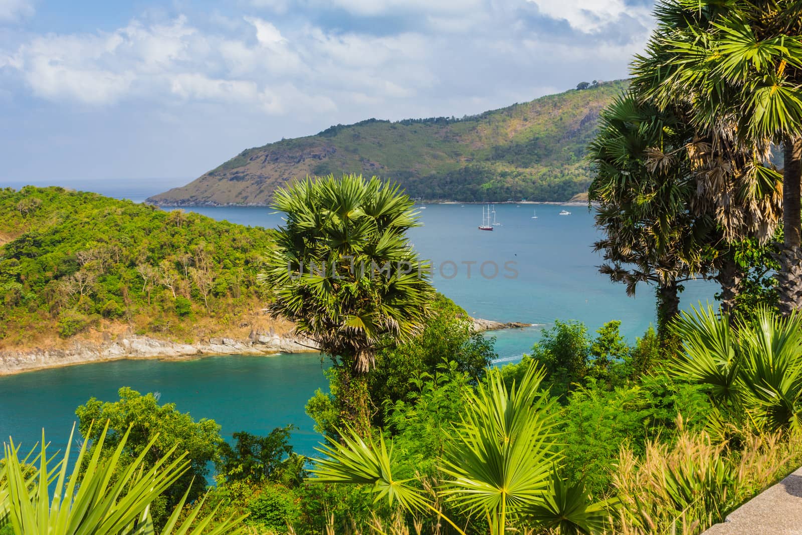  Cape is a mountain of rock that extends into the sea in Phuket, Thailand