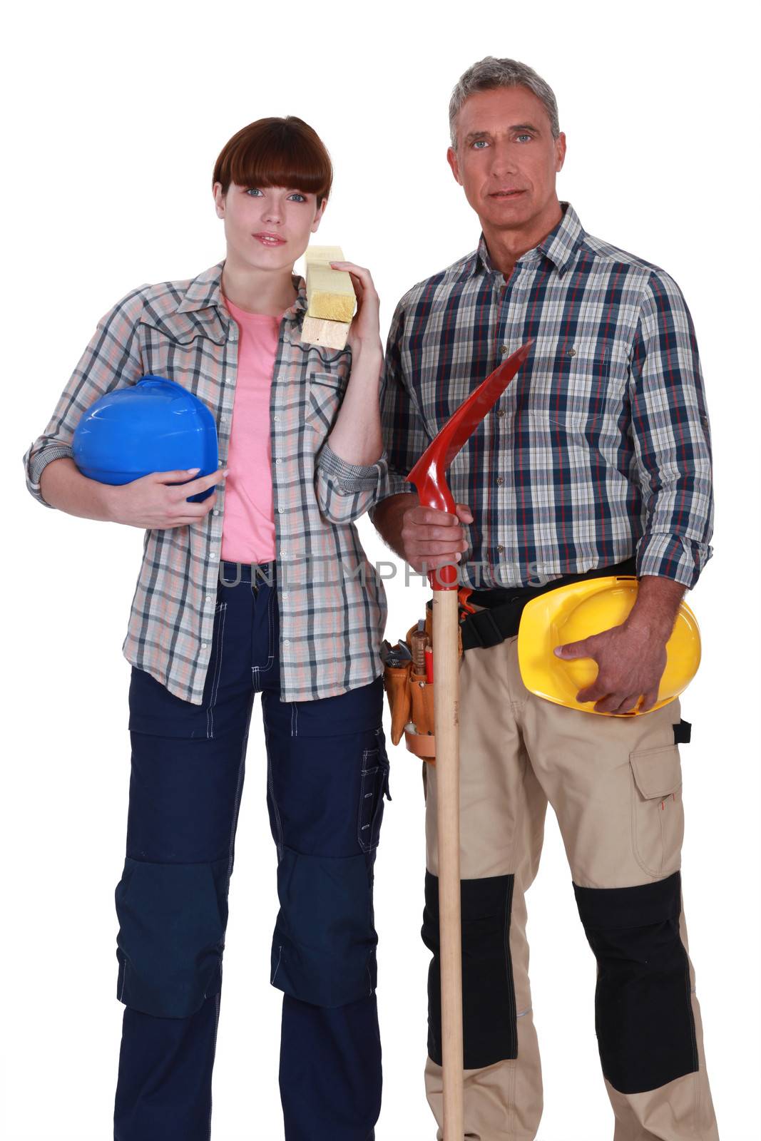 Pair of construction workers by phovoir