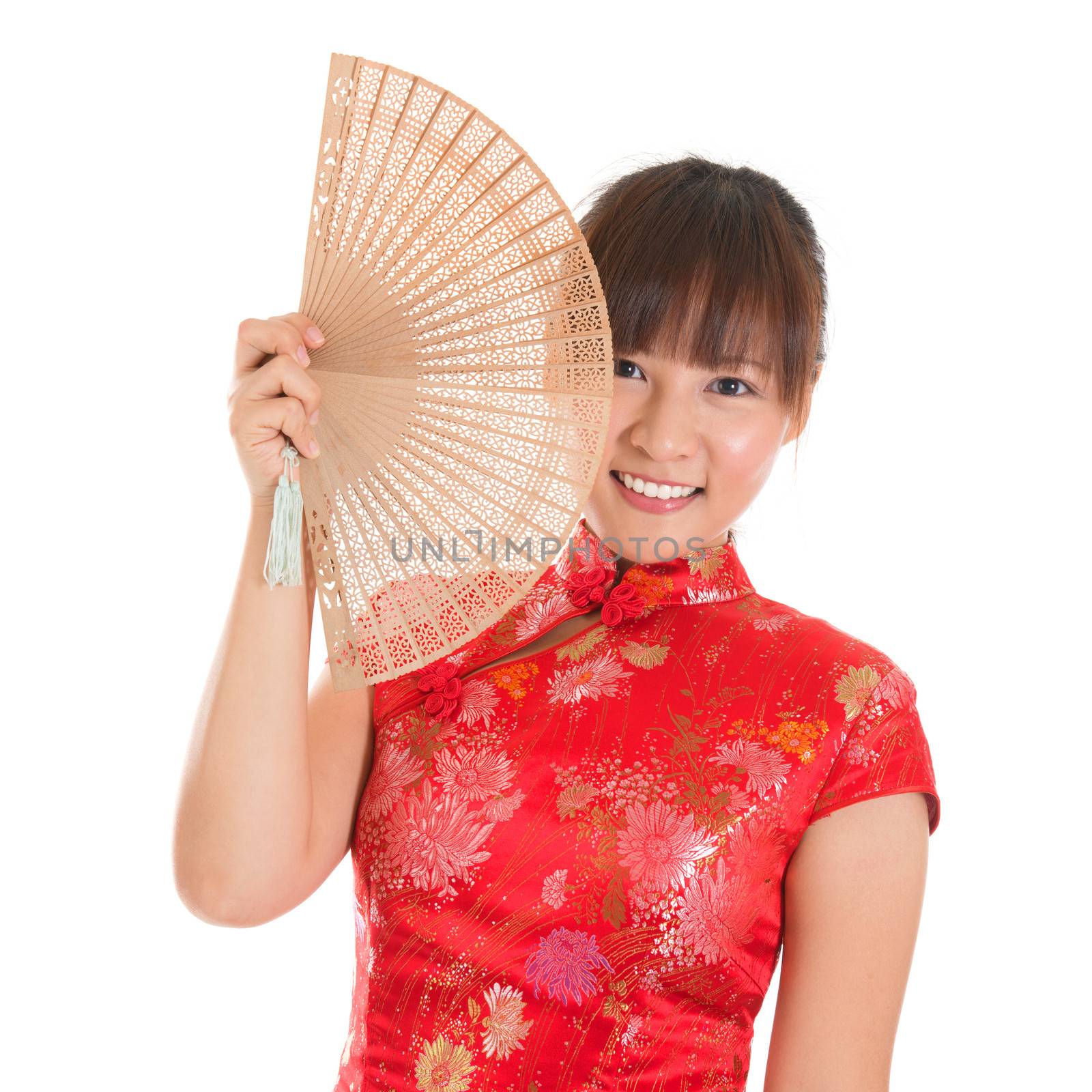 Chinese cheongsam woman with fan by szefei