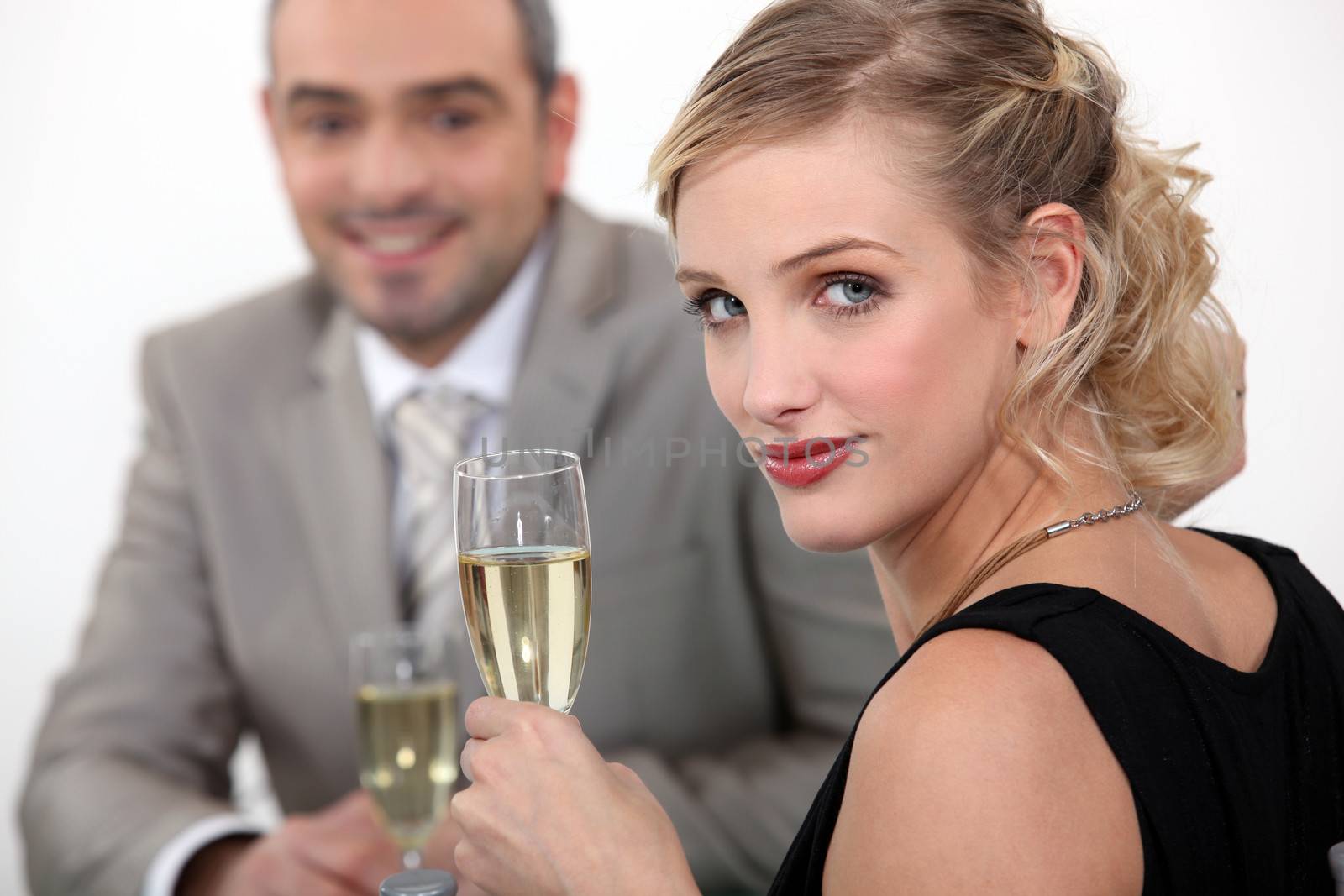 Couple drinking champagne.