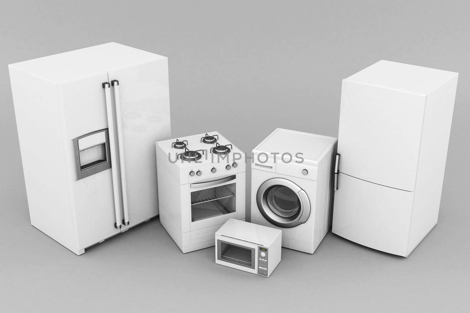 picture of household appliances on a gray background