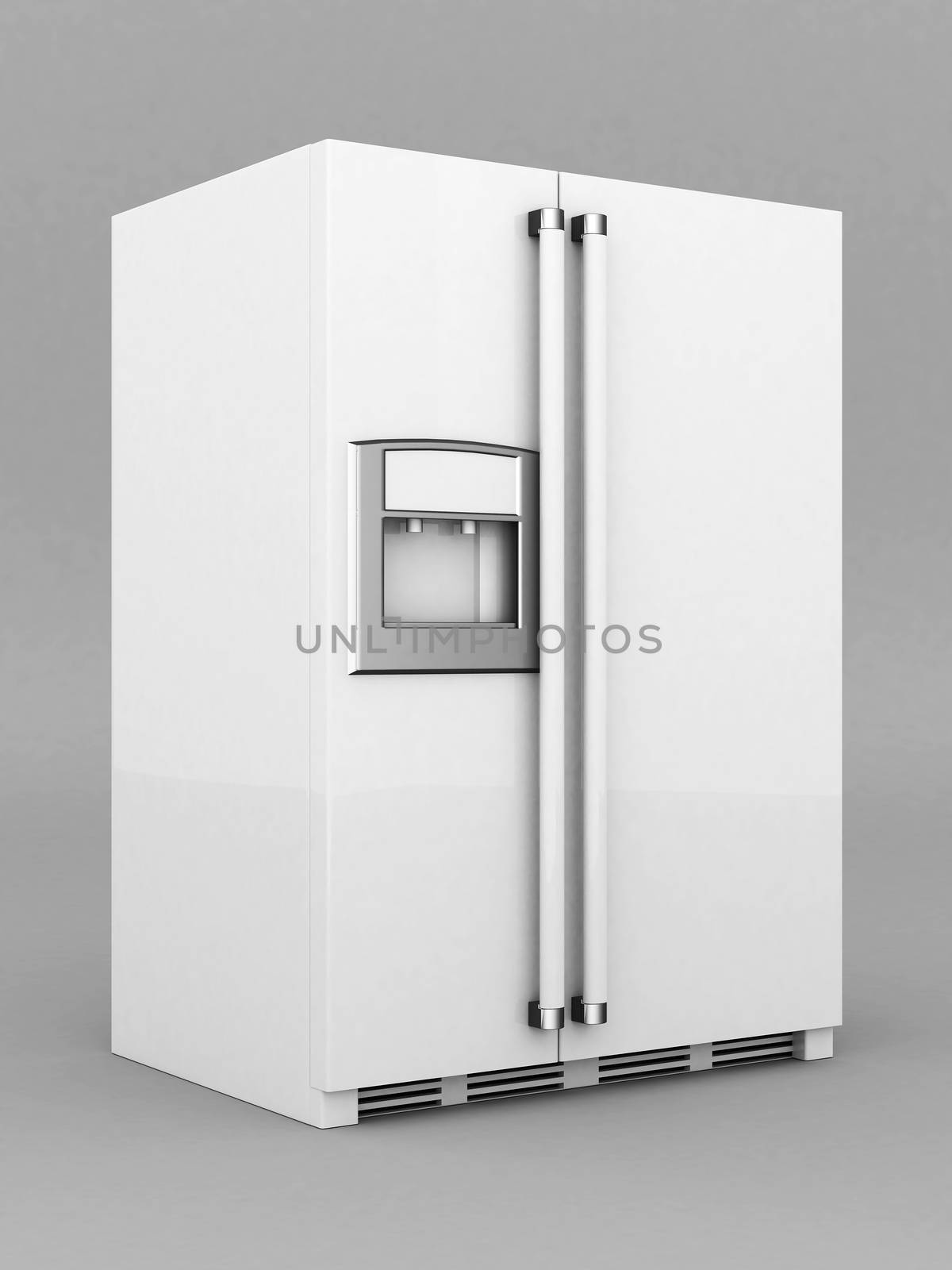 Picture a beautiful refrigerator on a gray background