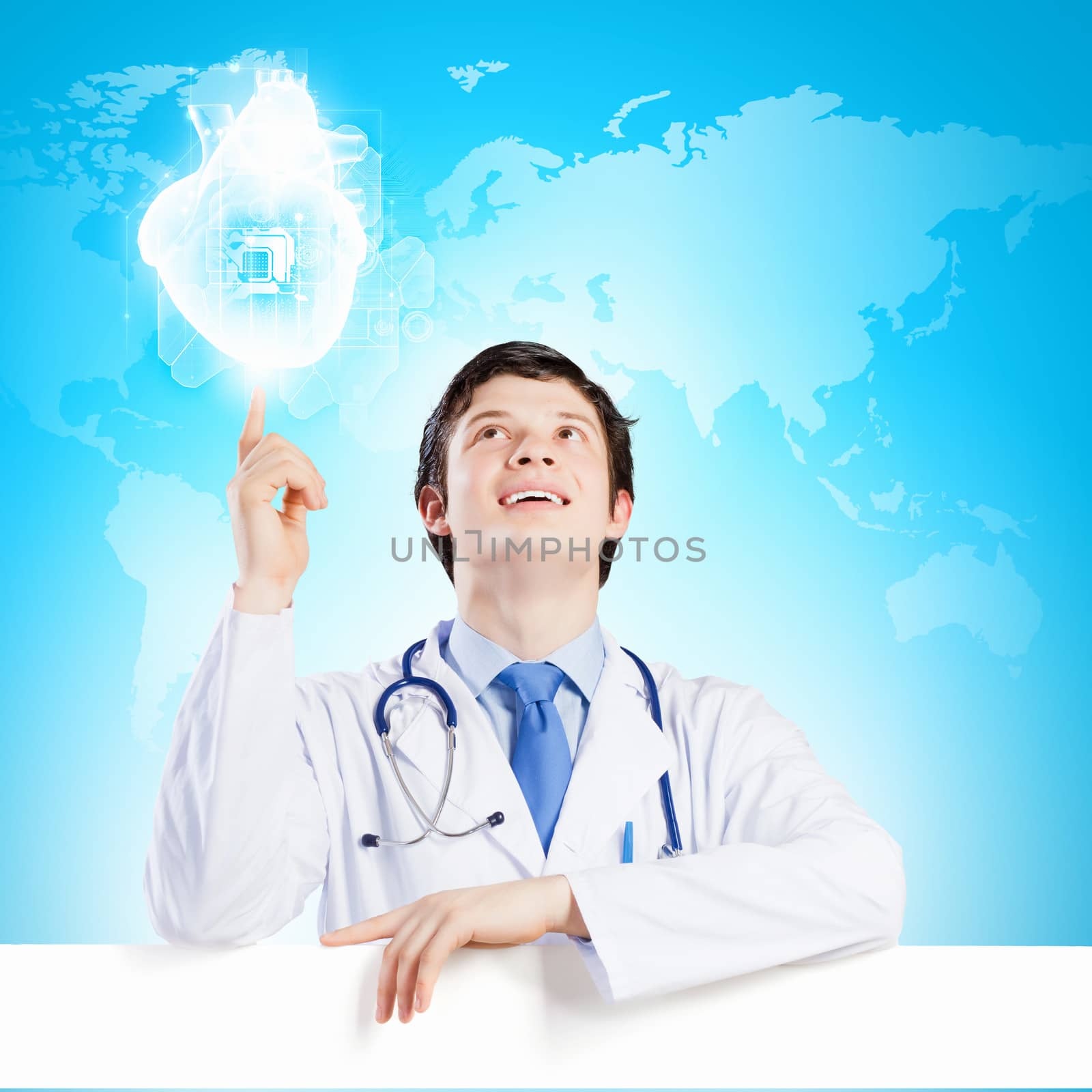 Doctor with blank banner by sergey_nivens