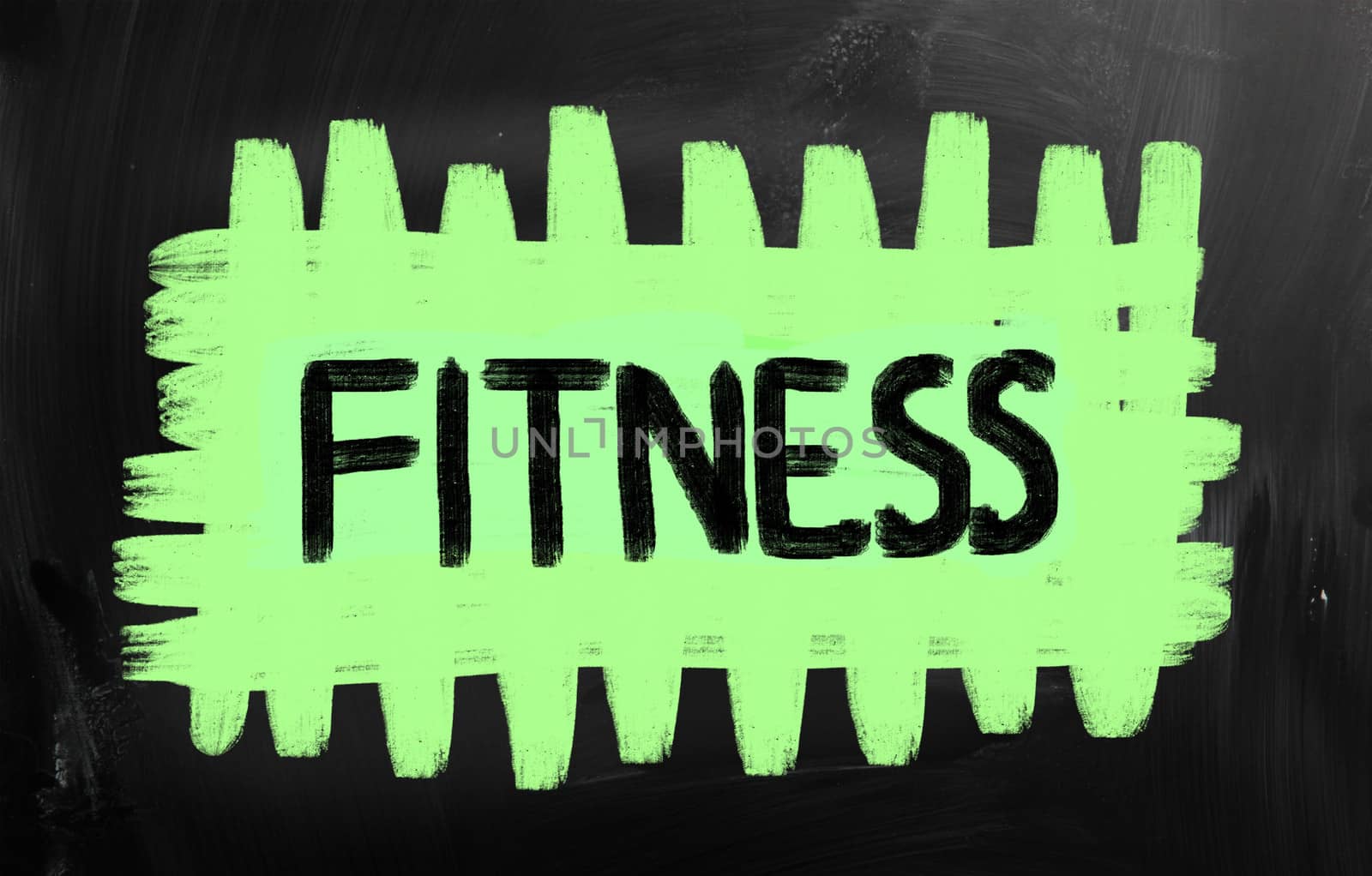 fitness concept written on a chalkboard