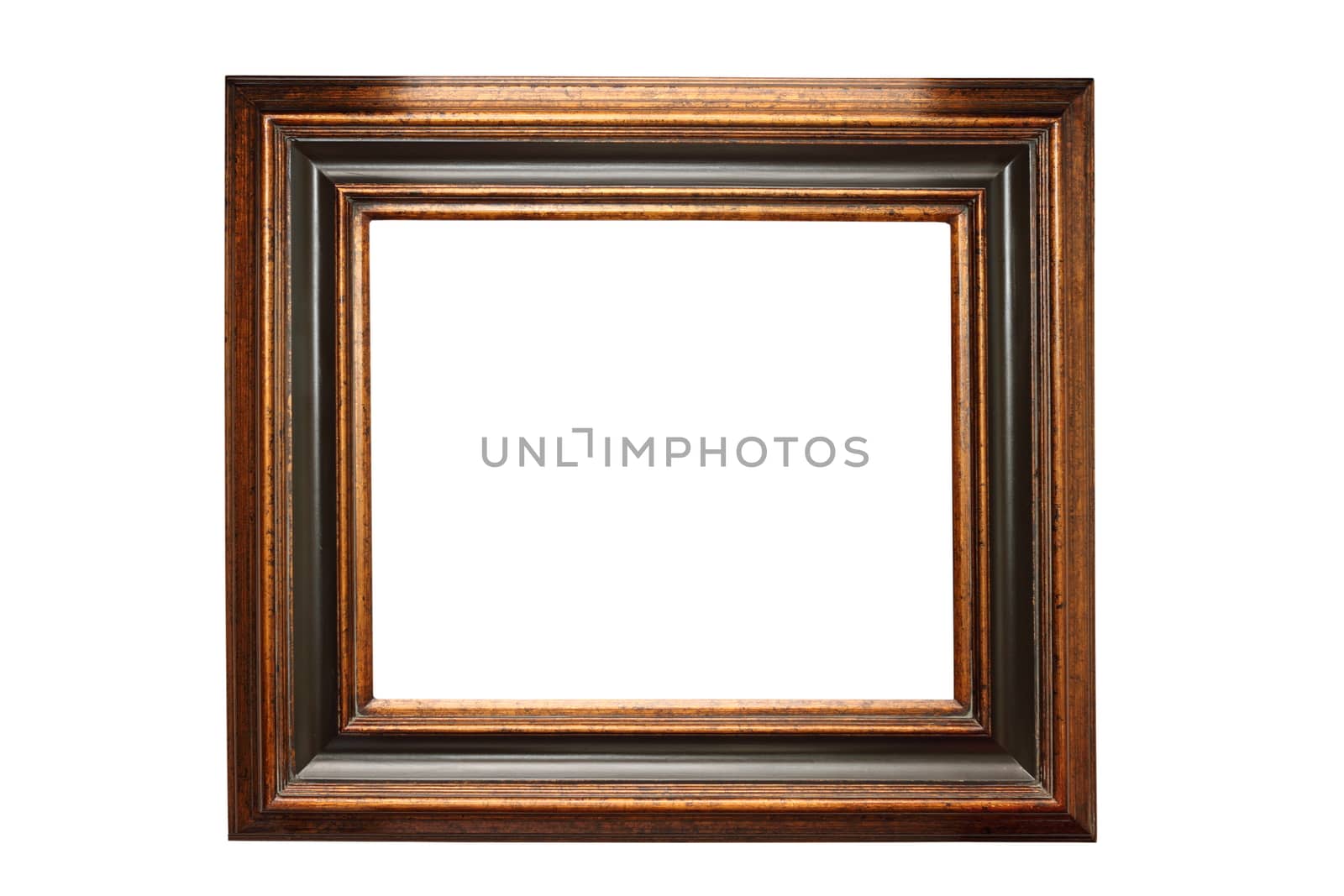 empty dark painting wooden frame isolated over white background