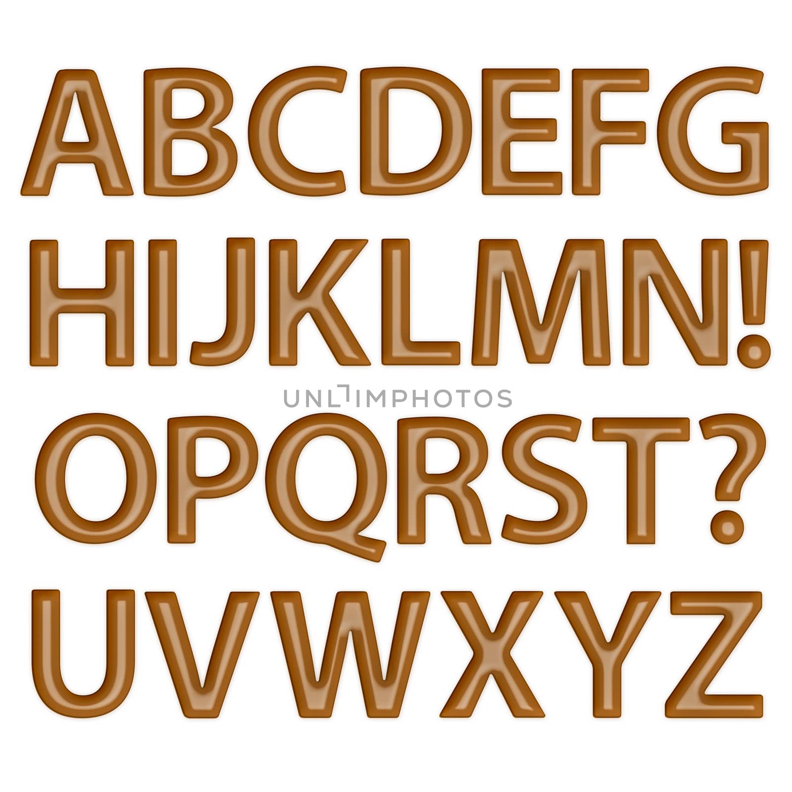 Set of Brown Chocolate Alphabet A-Z