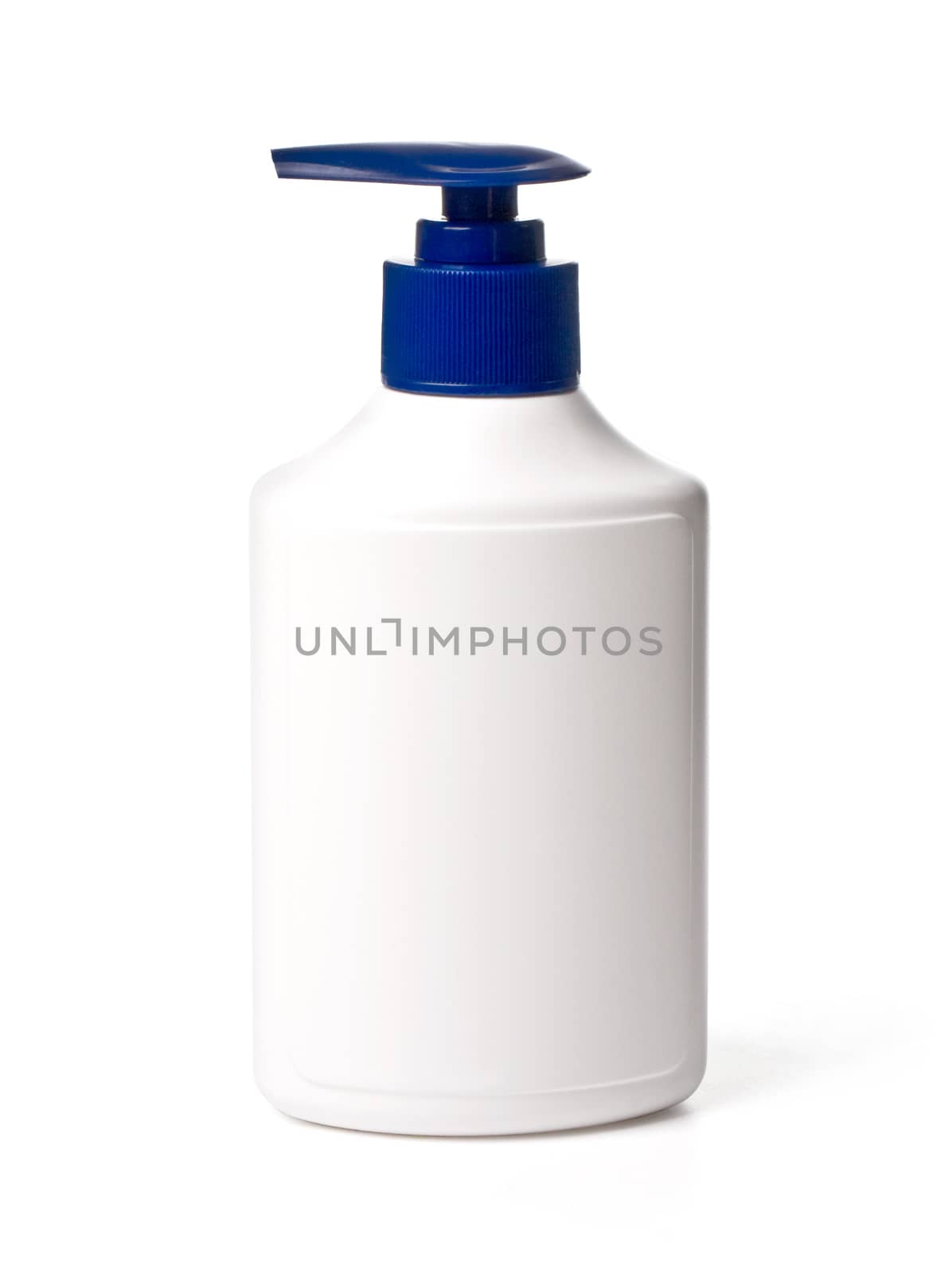 close up of a white bottle on white background with clipping path