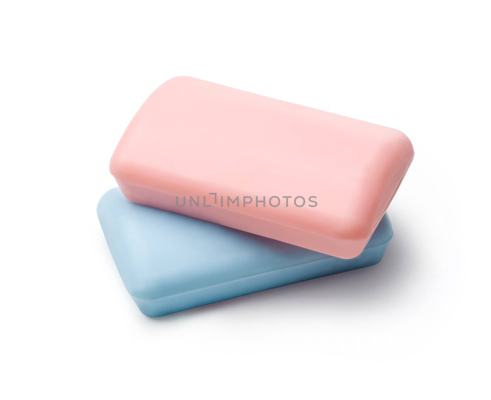 Two new Soap Bars on white background. with clipping path