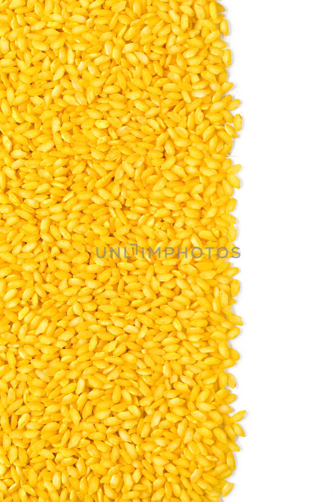 grains of rice on a white background with clipping path