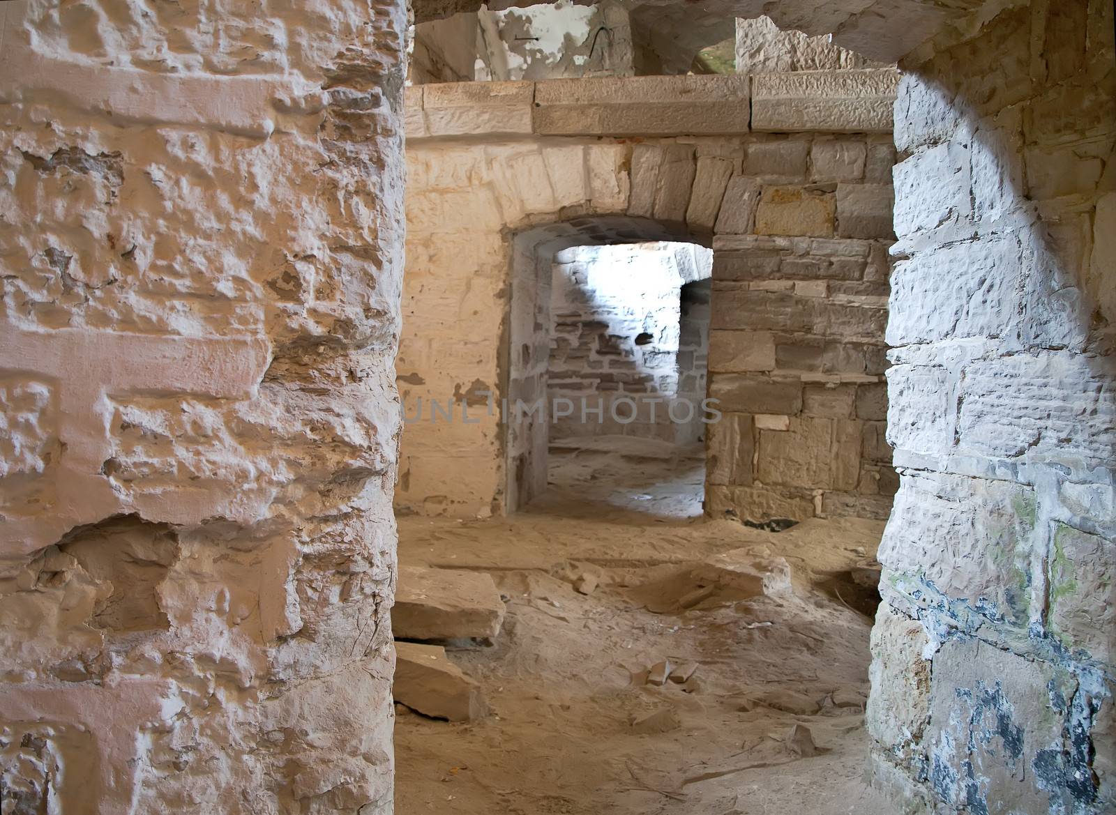 walls and passages of old stone fort