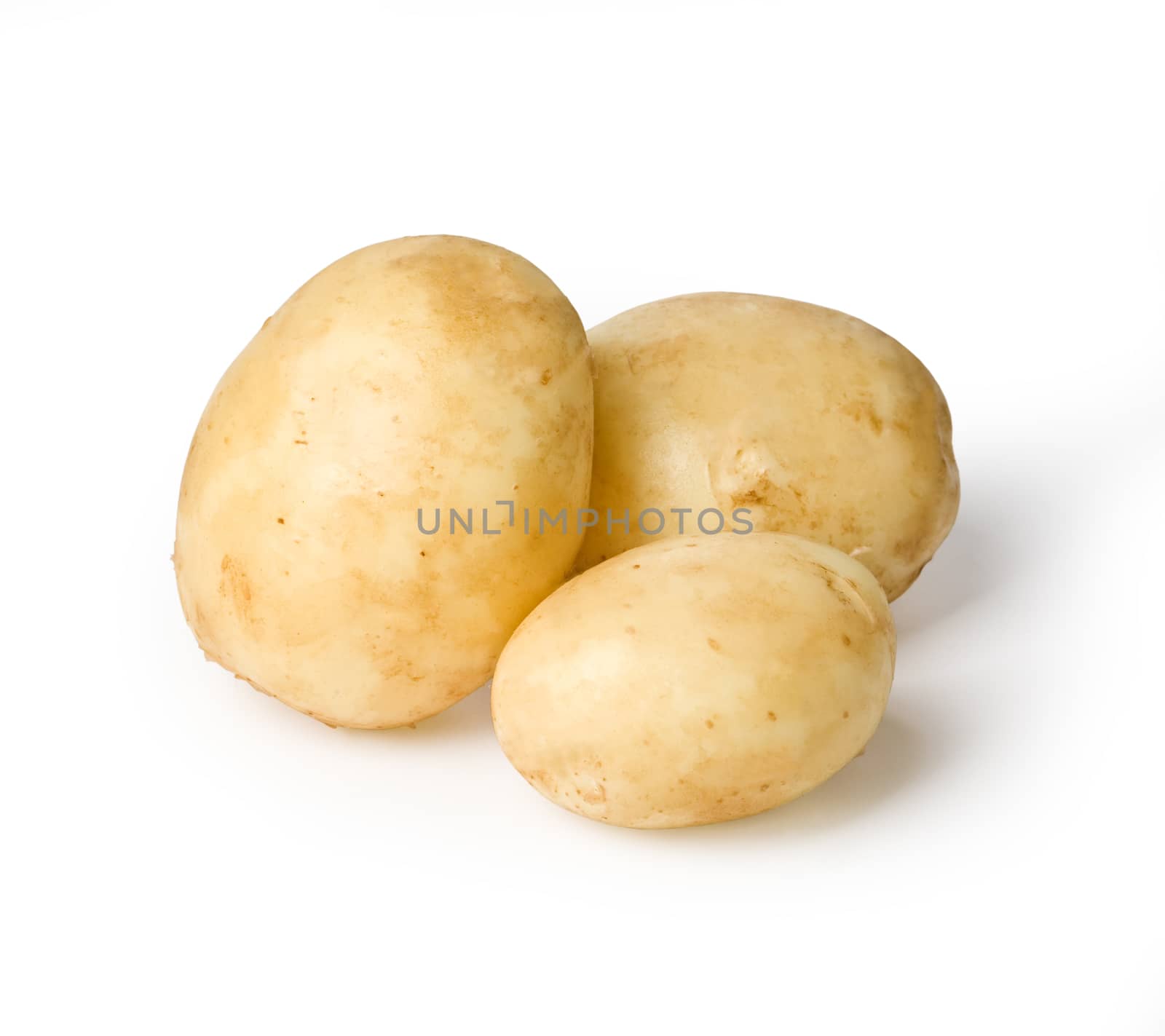 New potato isolated on white background close up with clipping path