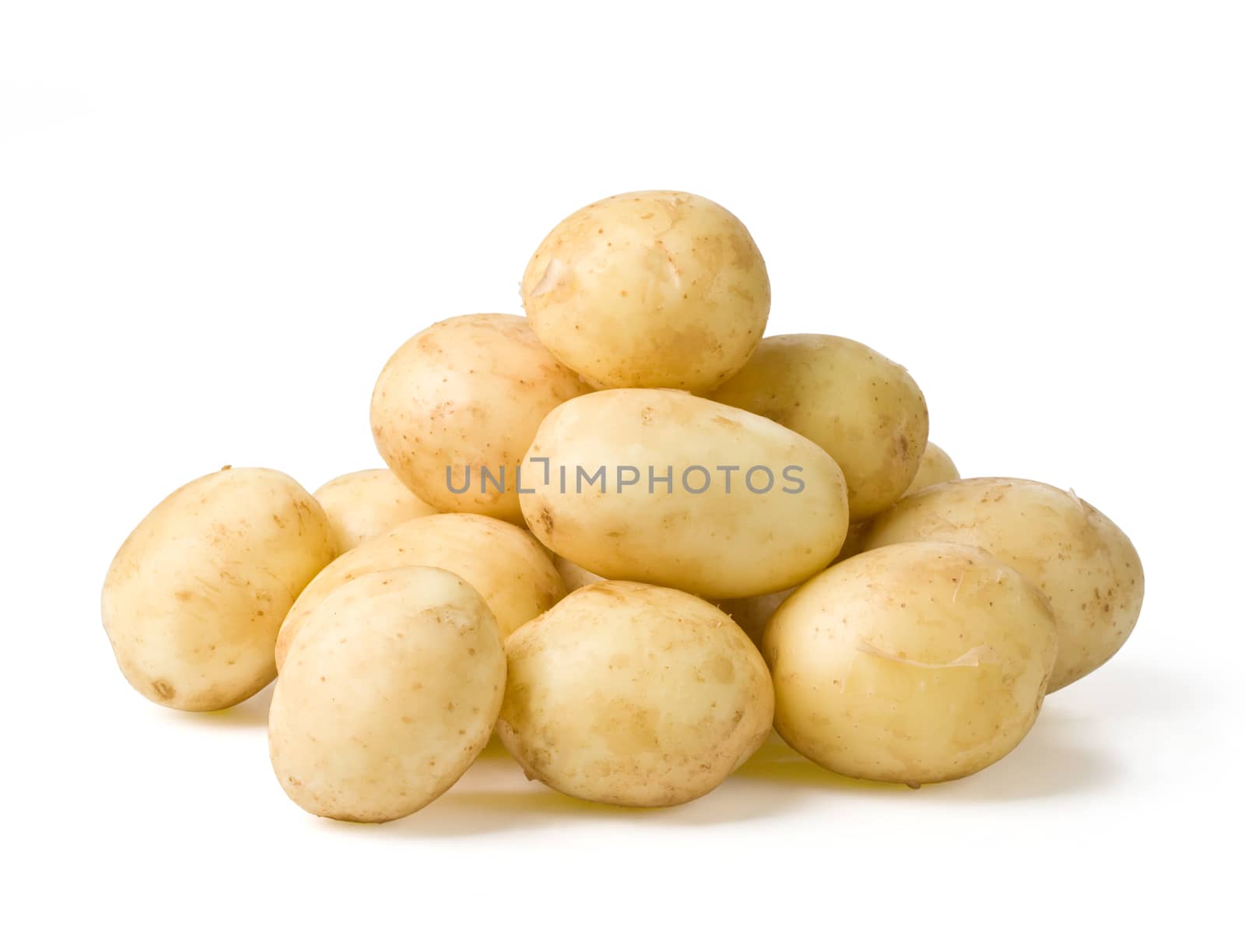 New potato  isolated on white background close up with clipping path