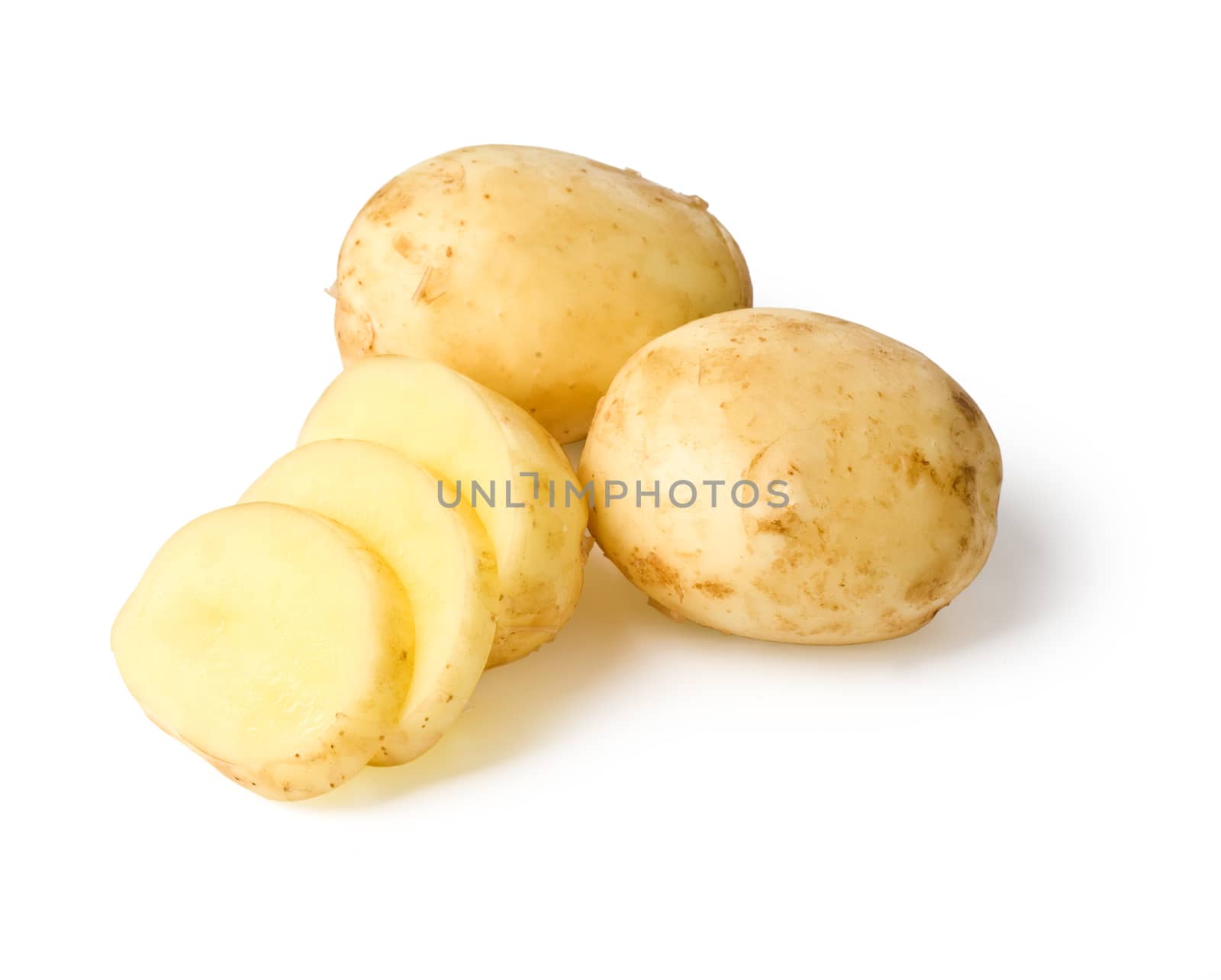 New potato isolated on white background close up