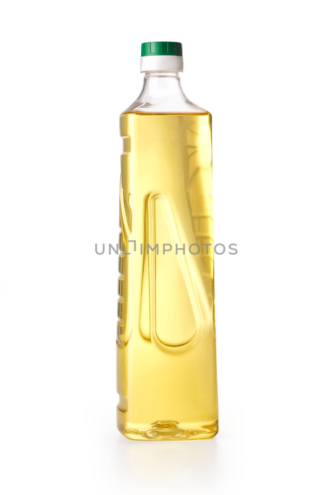 Yellow sunflower oil in a plastic bottle