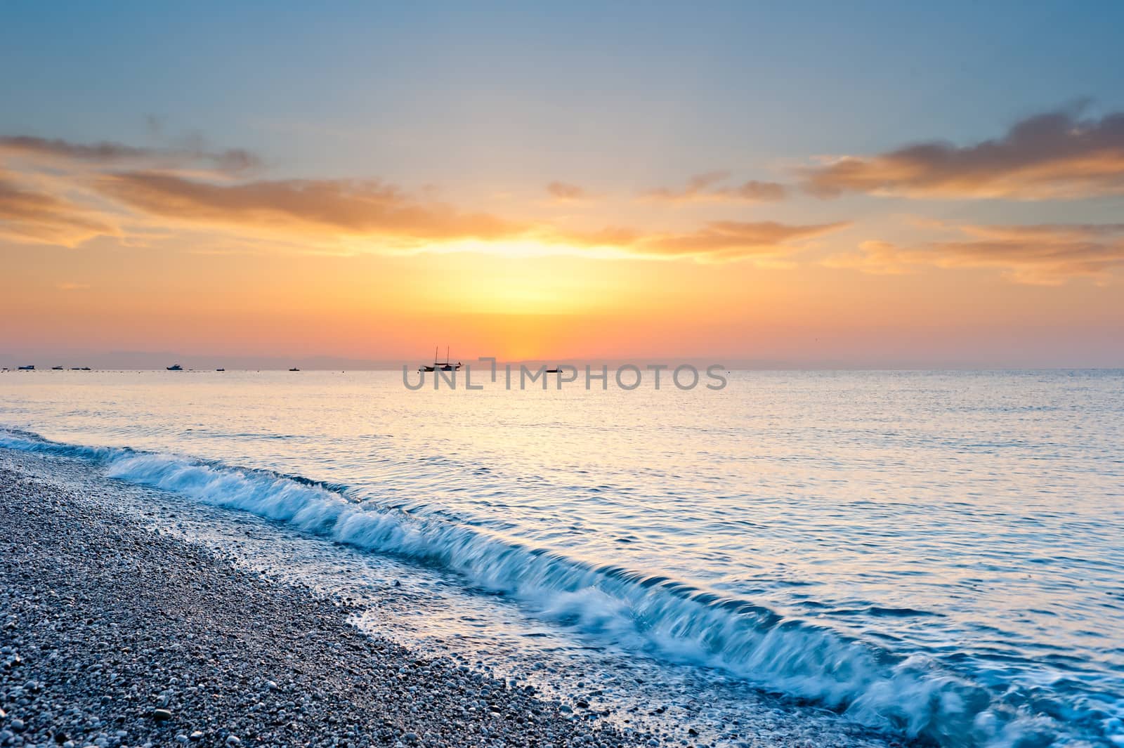 sun and sunshine yellow tones in the morning over the sea