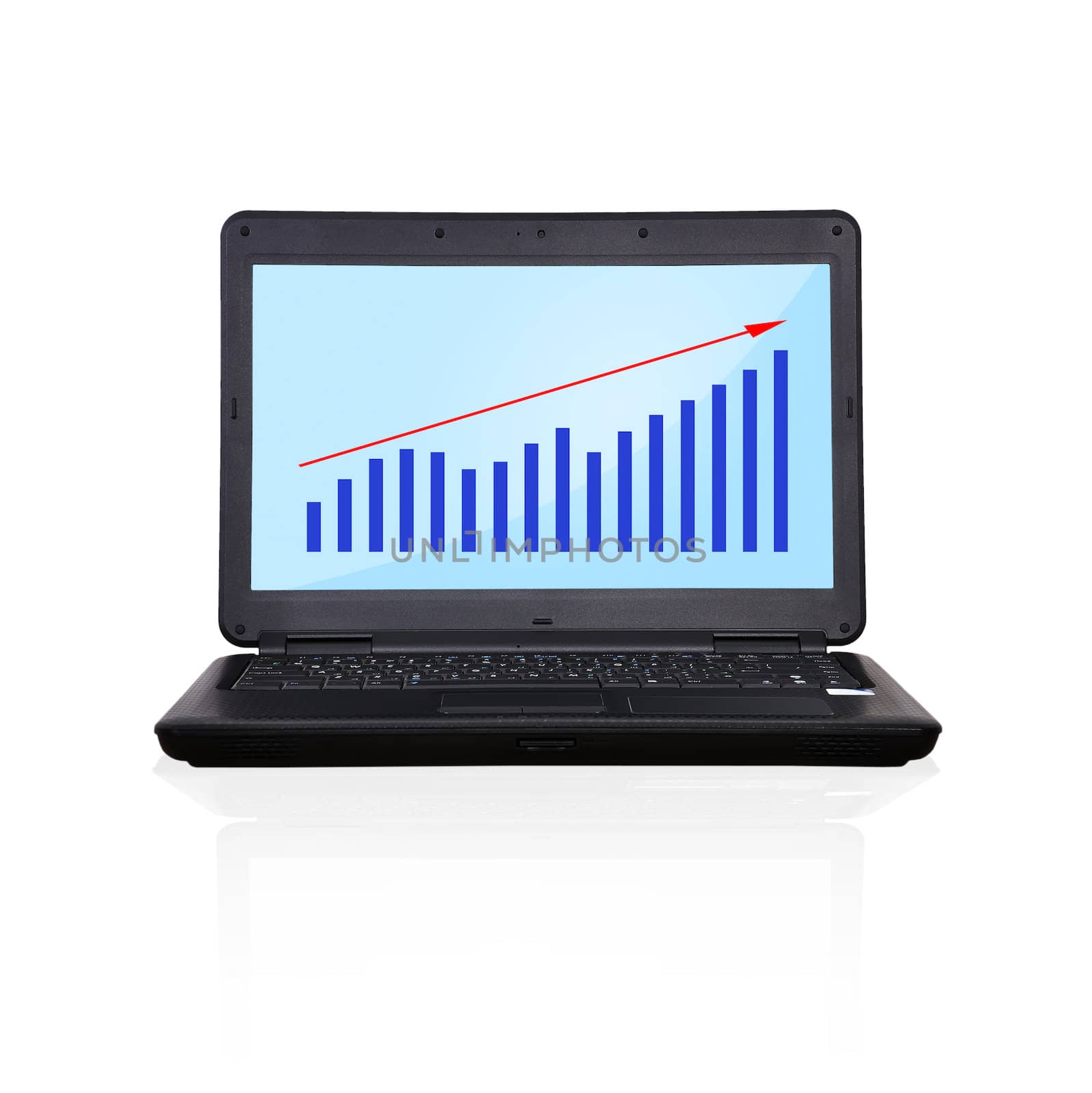 black laptop with graph on screen